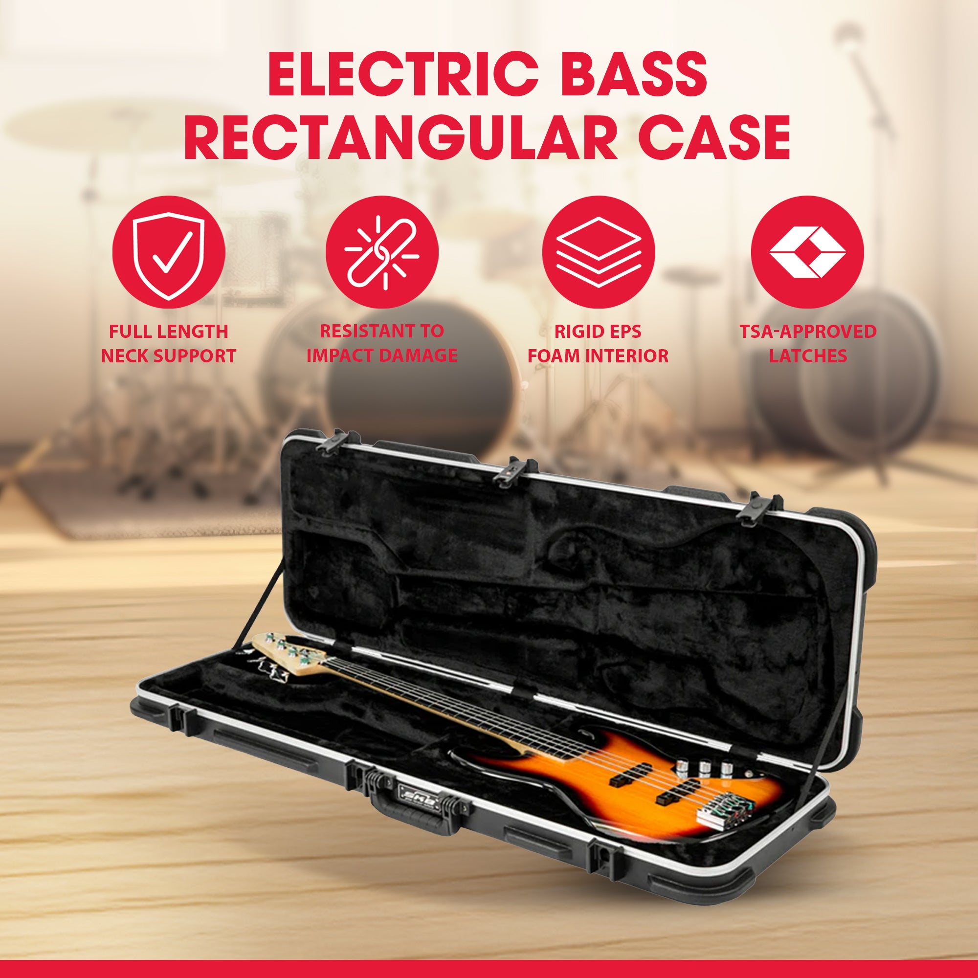 SKB Cases 1SKB-44 Electric Bass Guitar Hard Case for P and Jazz Style Bass - VMInnovations