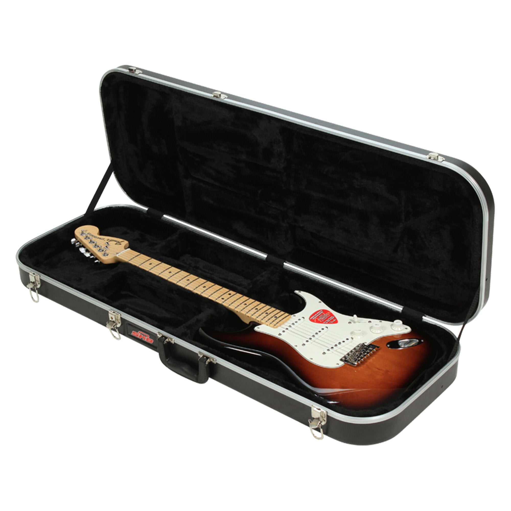 SKB Hardshell Rectangular Travel Case for Electric Guitars with Latches, Black - VMInnovations