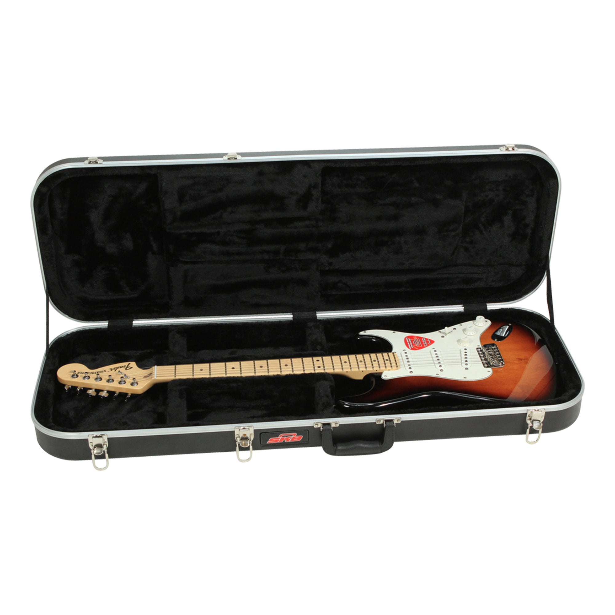 SKB Hardshell Rectangular Travel Case for Electric Guitars with Latches, Black - VMInnovations