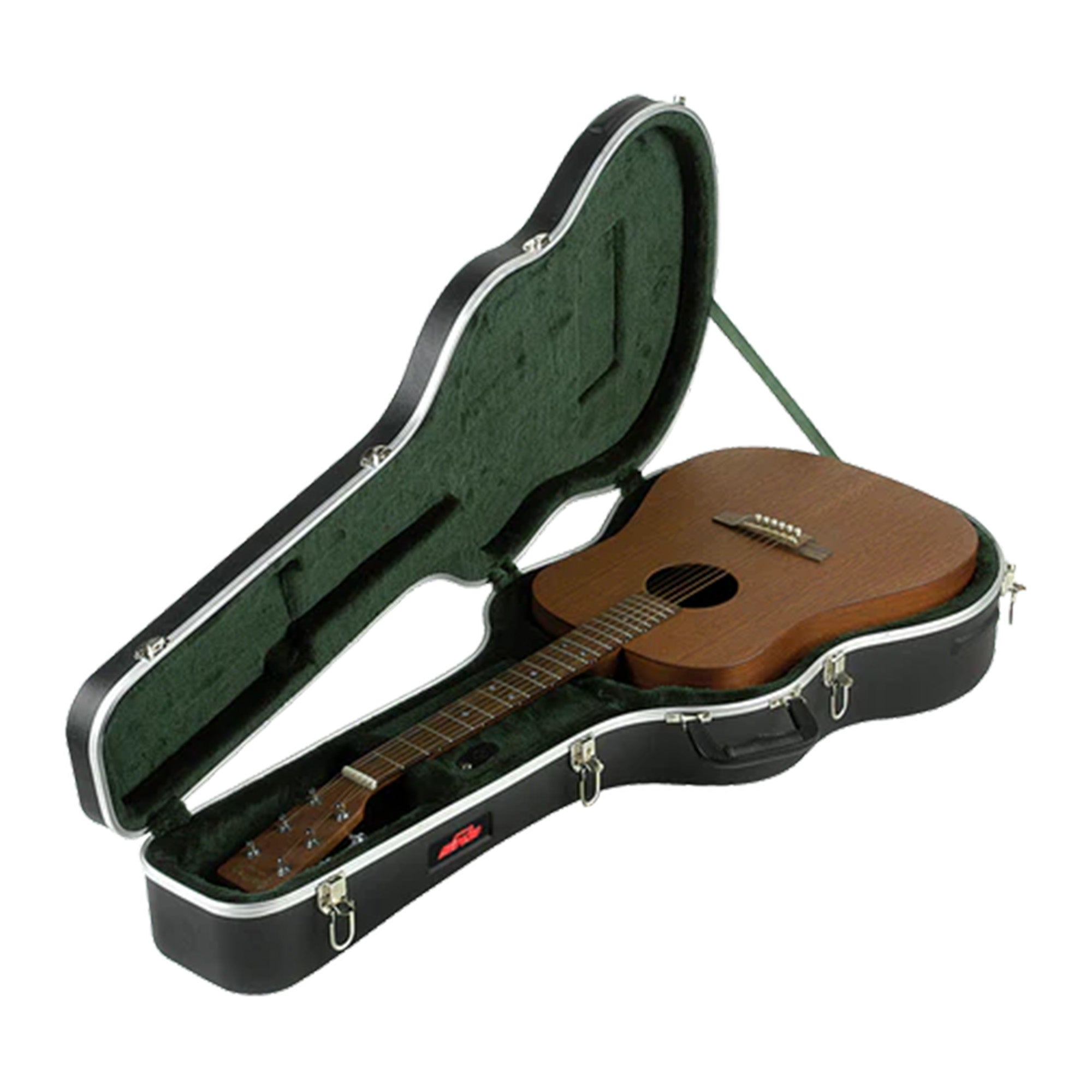 SKB Hardshell Economy Travel Guitar Case for Dreadnought Acoustic Guitars, Black - VMInnovations