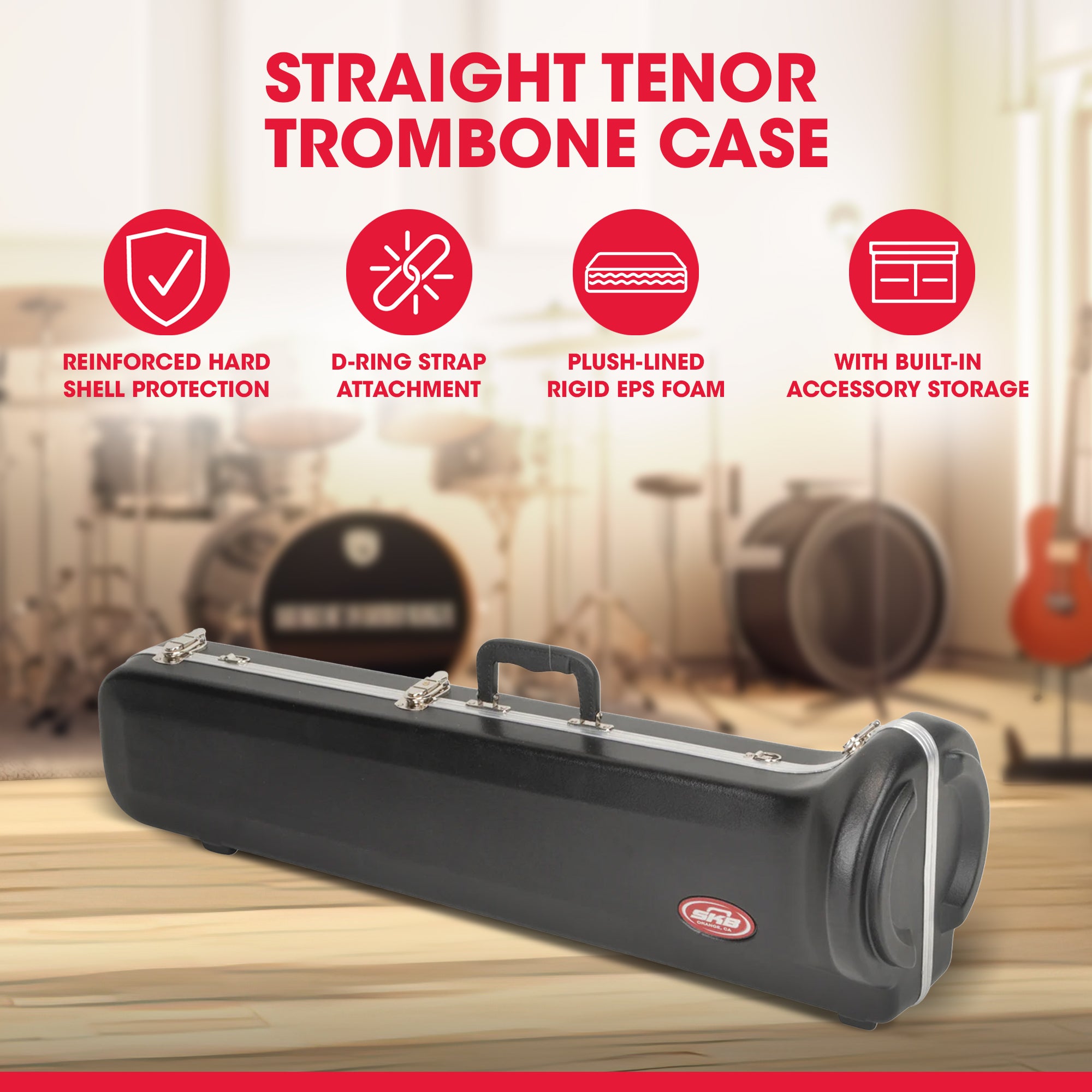 SKB Hardshell Travel Instrument Case for Small Bore Straight Tenor Trombones - VMInnovations