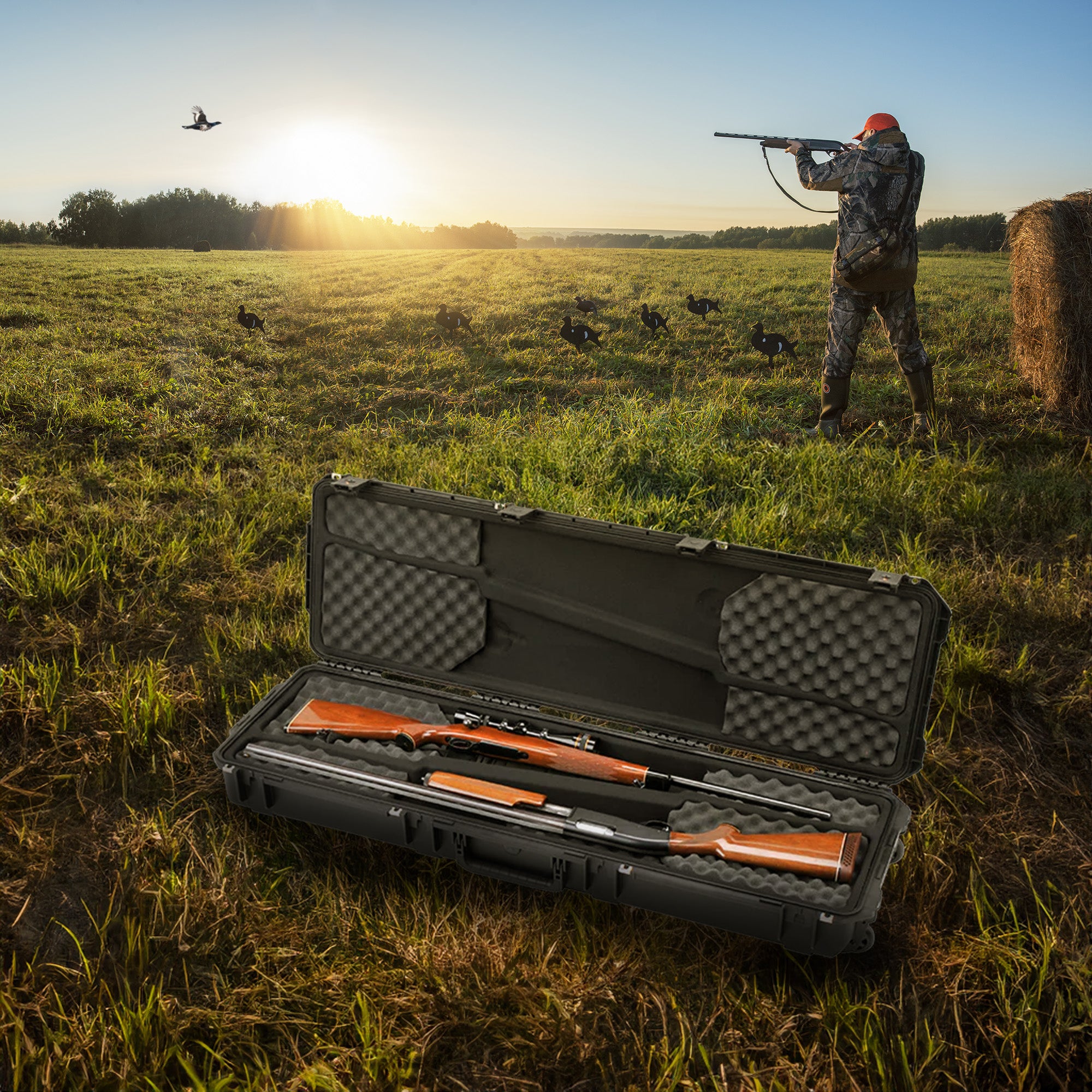 SKB Cases iSeries 3i-5014-DR Double Rifle Case with Hard Plastic Exterior, Black - VMInnovations