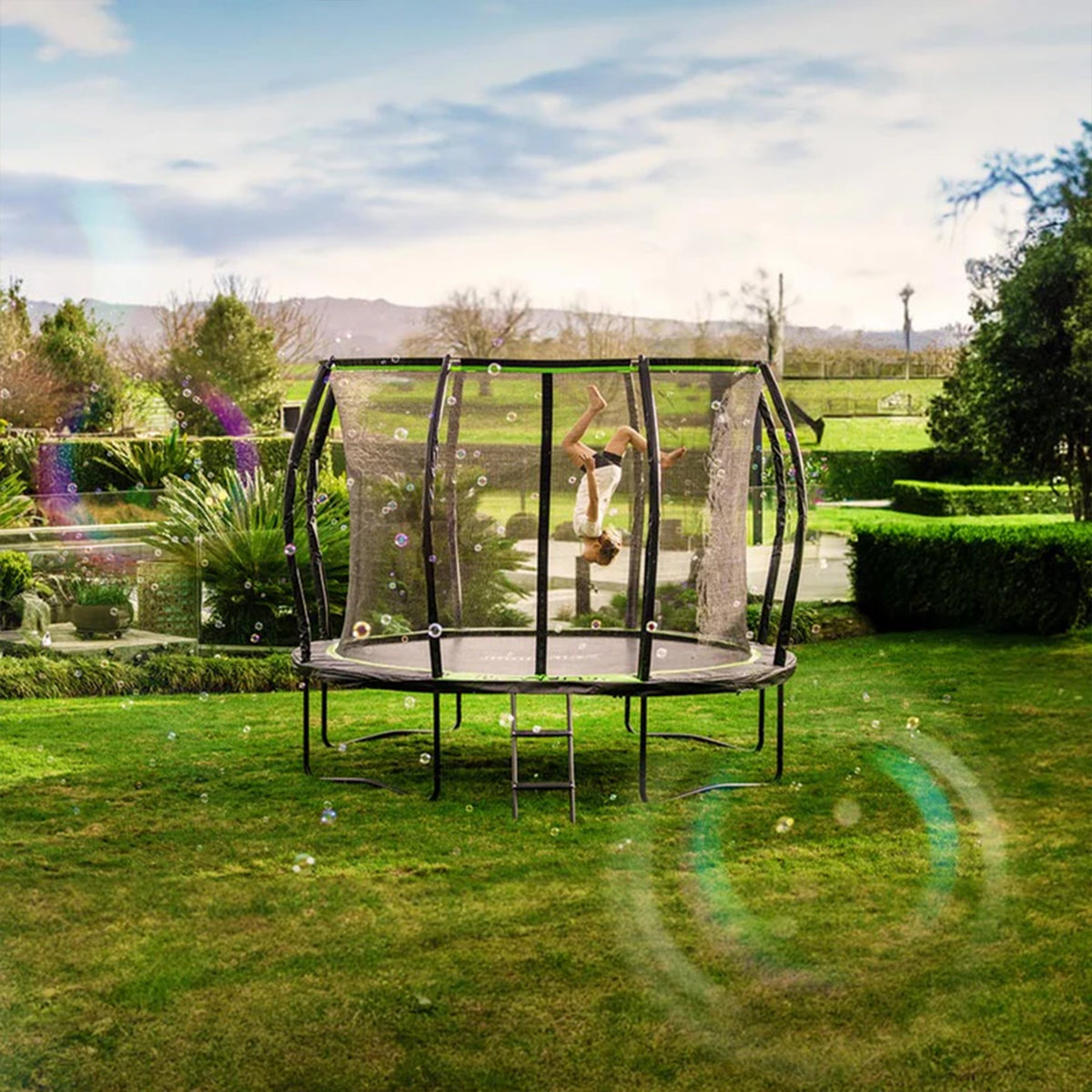 Jumpflex FLEX 10' Trampoline, Outdoor Play Equipment with PROJAM Basketball Hoop