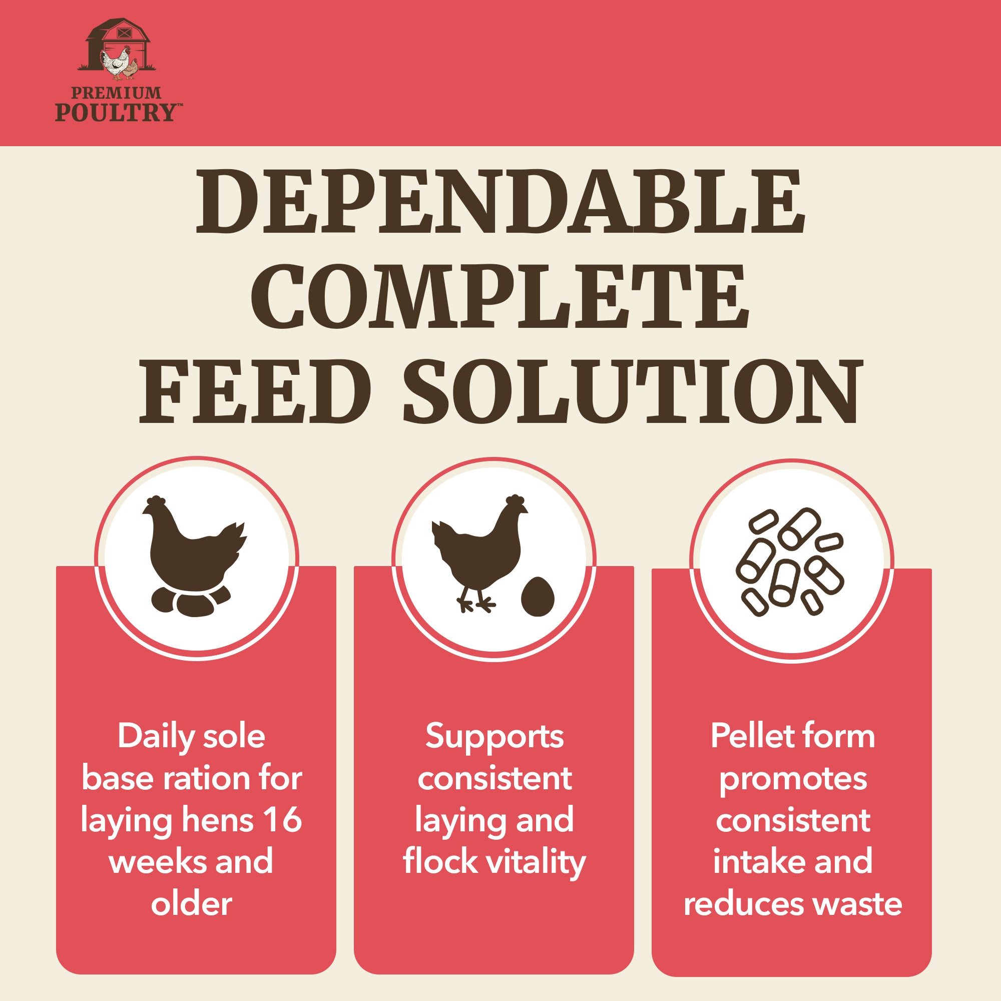Premium Poultry Layer Pellets for Laying Hens, 16% Protein Blend Feed, 80 lb