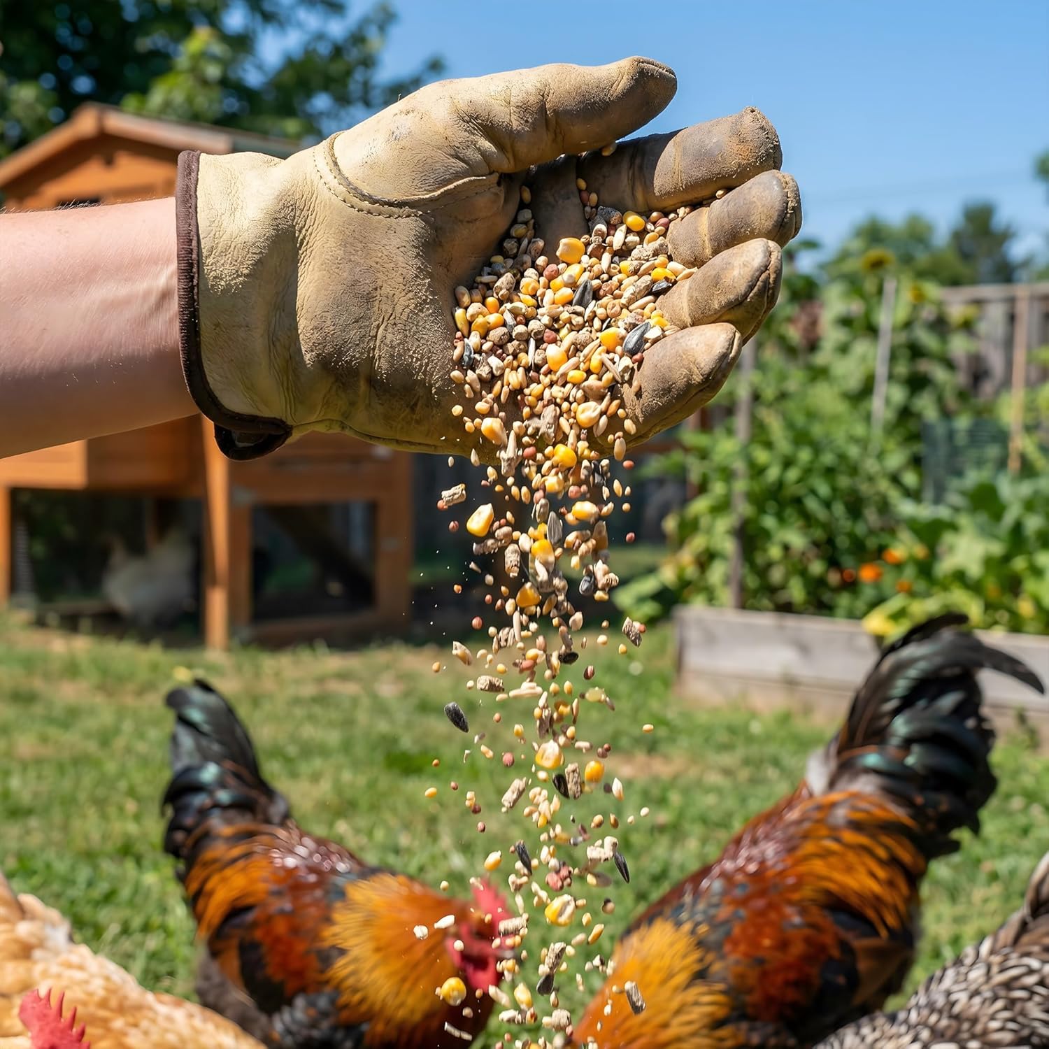 Premium Poultry Scratch Grain for Adult Chickens, Ducks, and Turkeys, 2000 lbs - VMInnovations