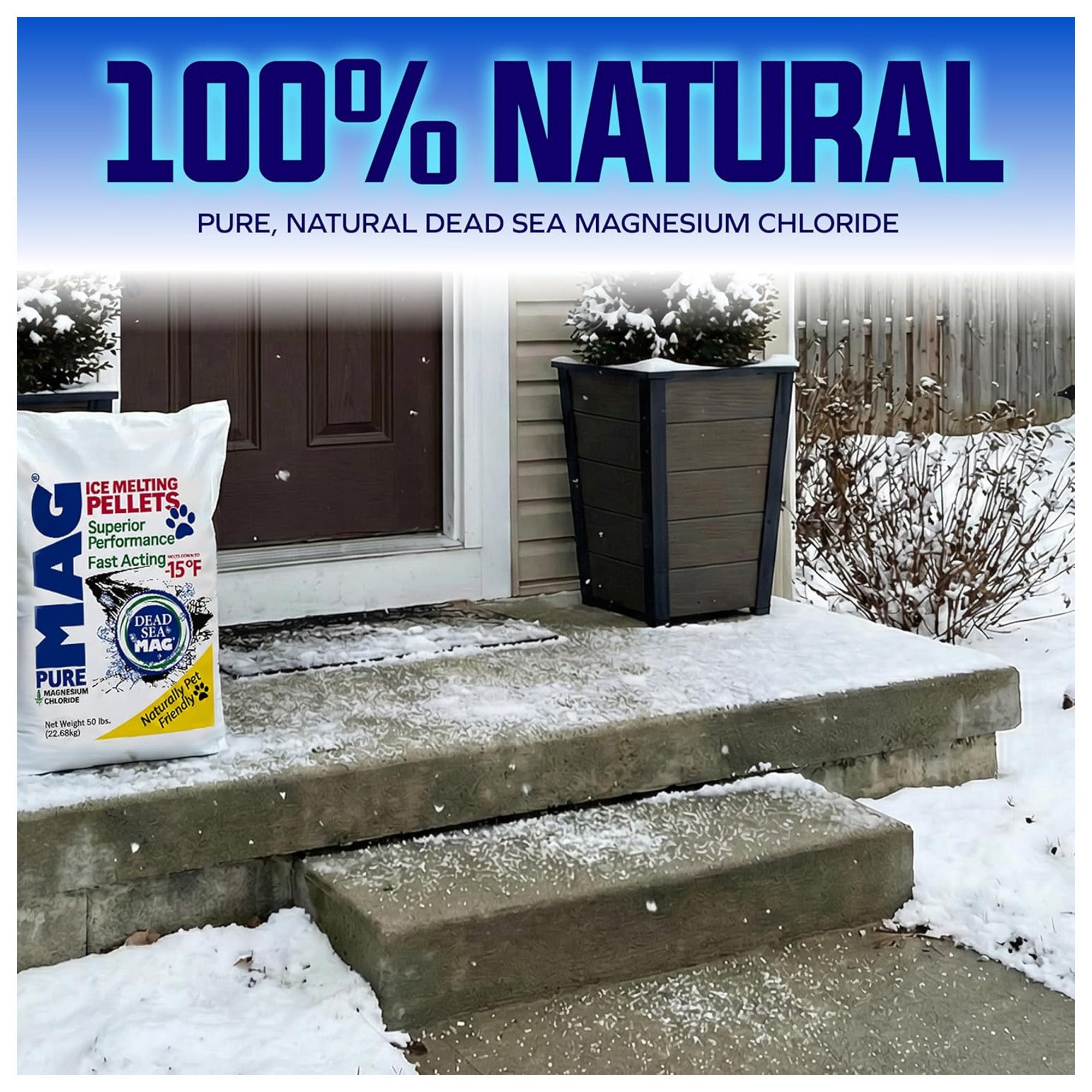 Snow Joe Ice Melting Pellets, Dead Sea Magnesium Chloride Snow Melt, 50 lb Bag