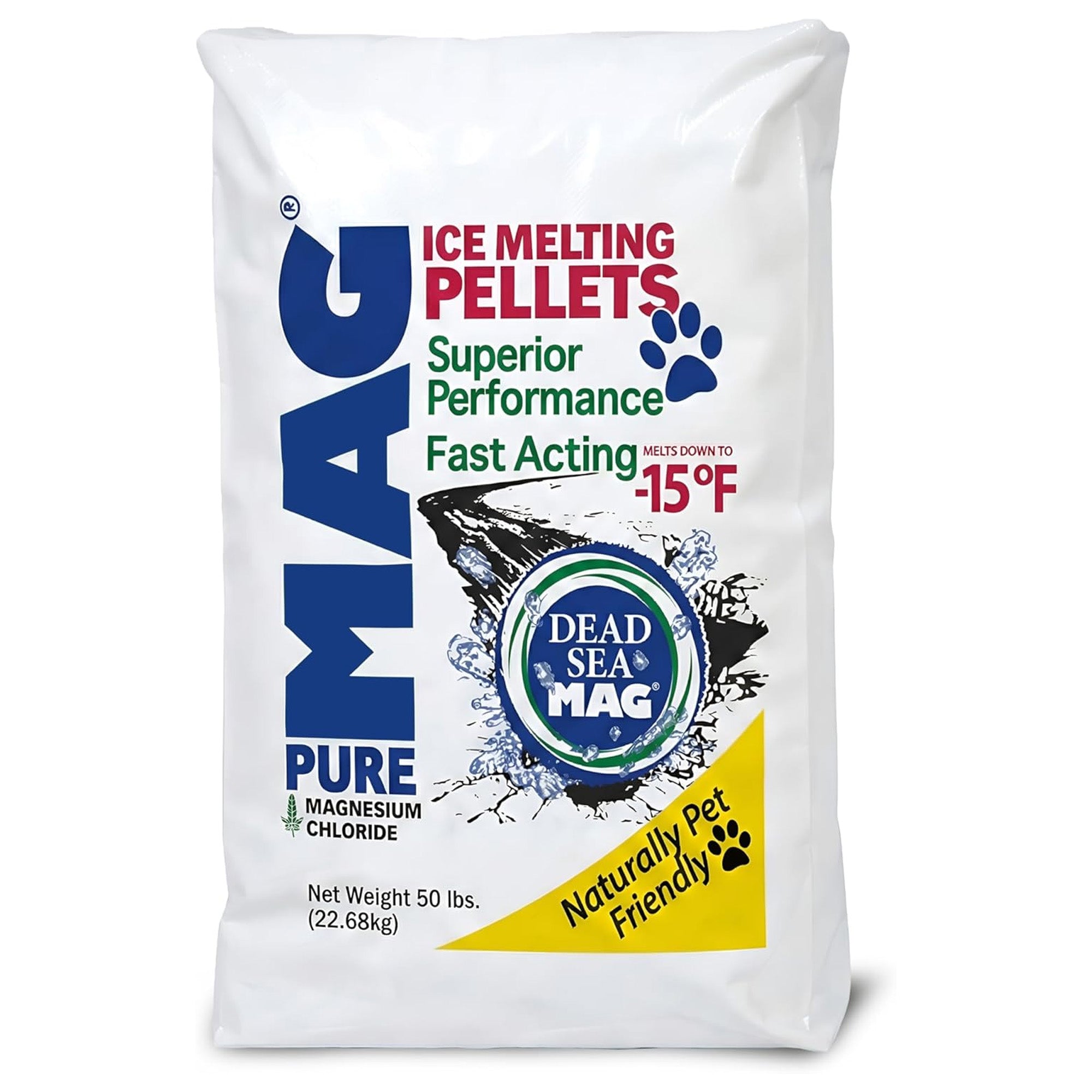Snow Joe Ice Melting Pellets, Dead Sea Magnesium Chloride Snow Melt, 50 lb Bag - VMInnovations