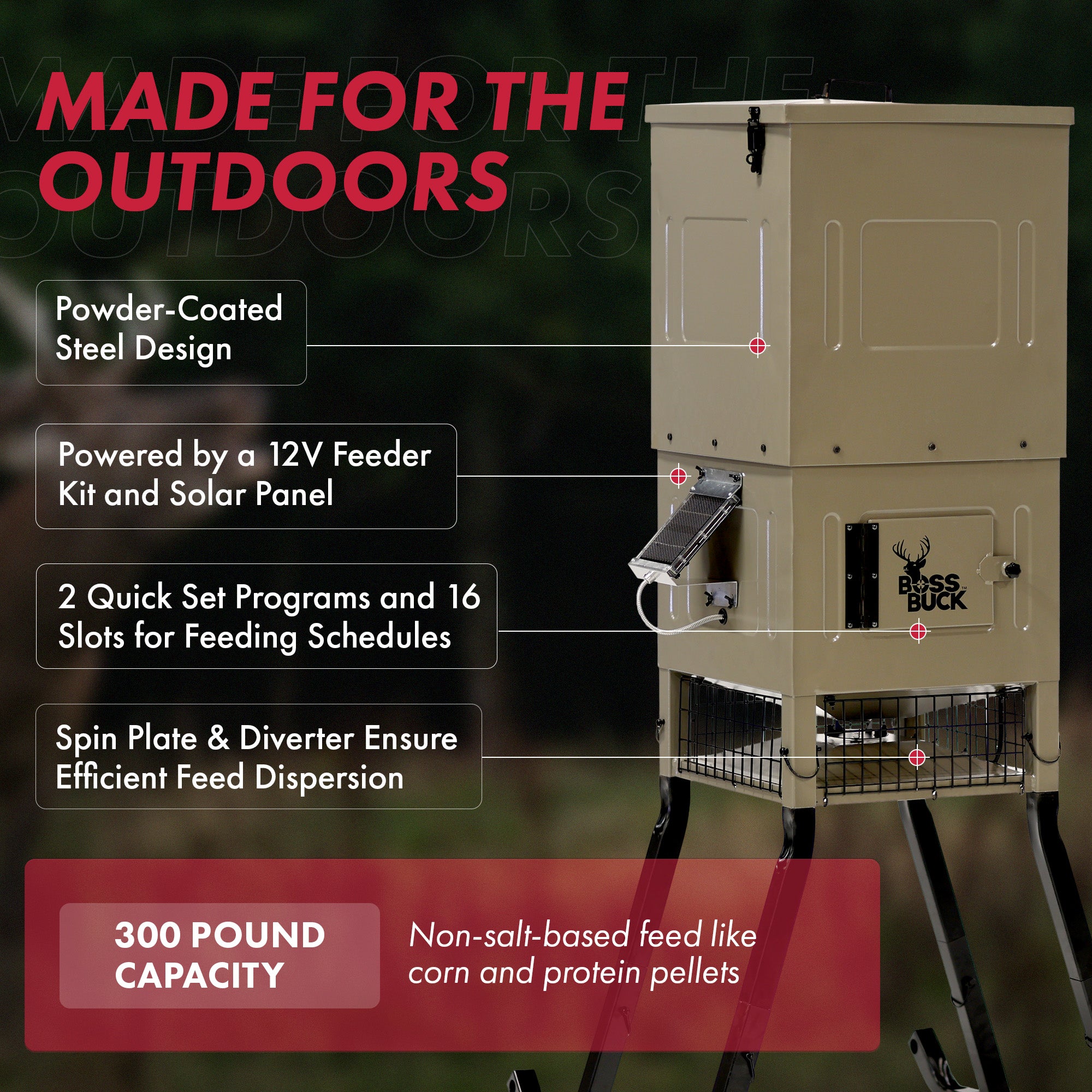 Boss Buck Stand & Fill Sled Feeder with Evolution Spin Plate, 300 Pound Capacity - VMInnovations