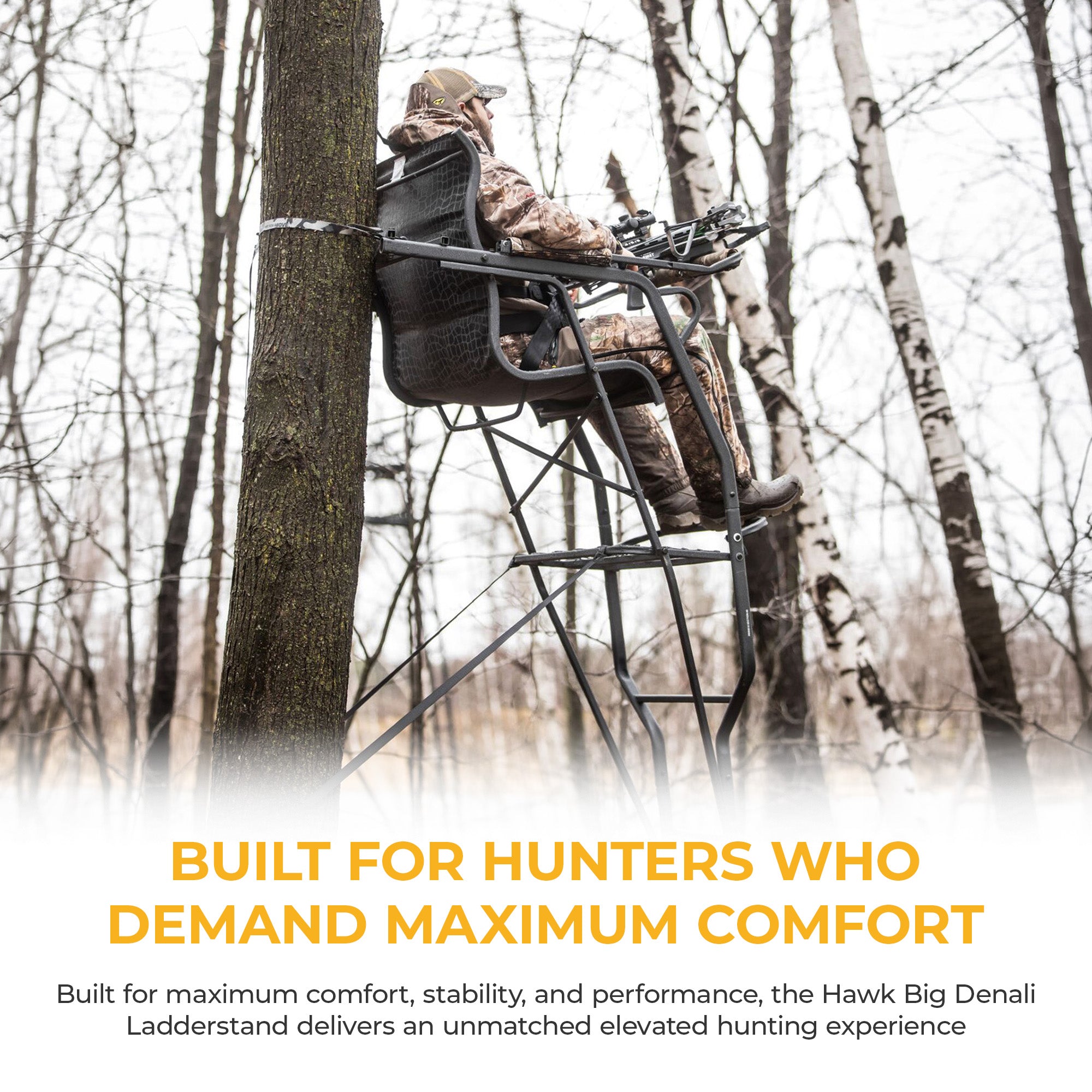 Hawk Hunting Big Denali Ladderstand with 26" Wide Seat and 23" Backrest, Multi - VMInnovations