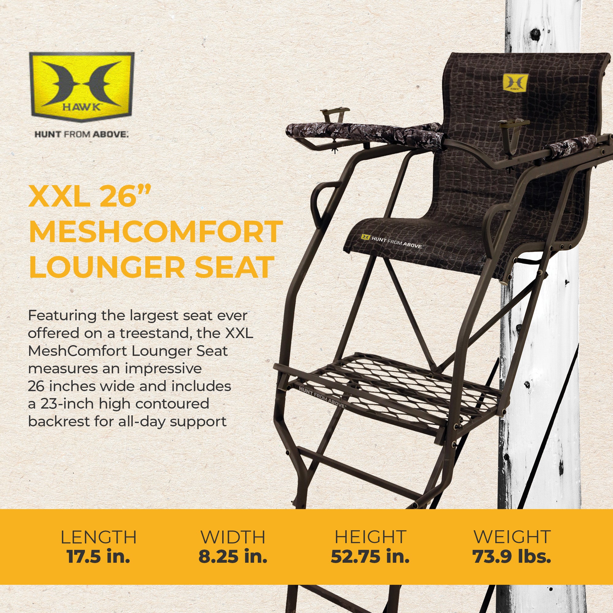 Hawk Hunting Big Denali Ladderstand with 26" Wide Seat and 23" Backrest, Multi - VMInnovations