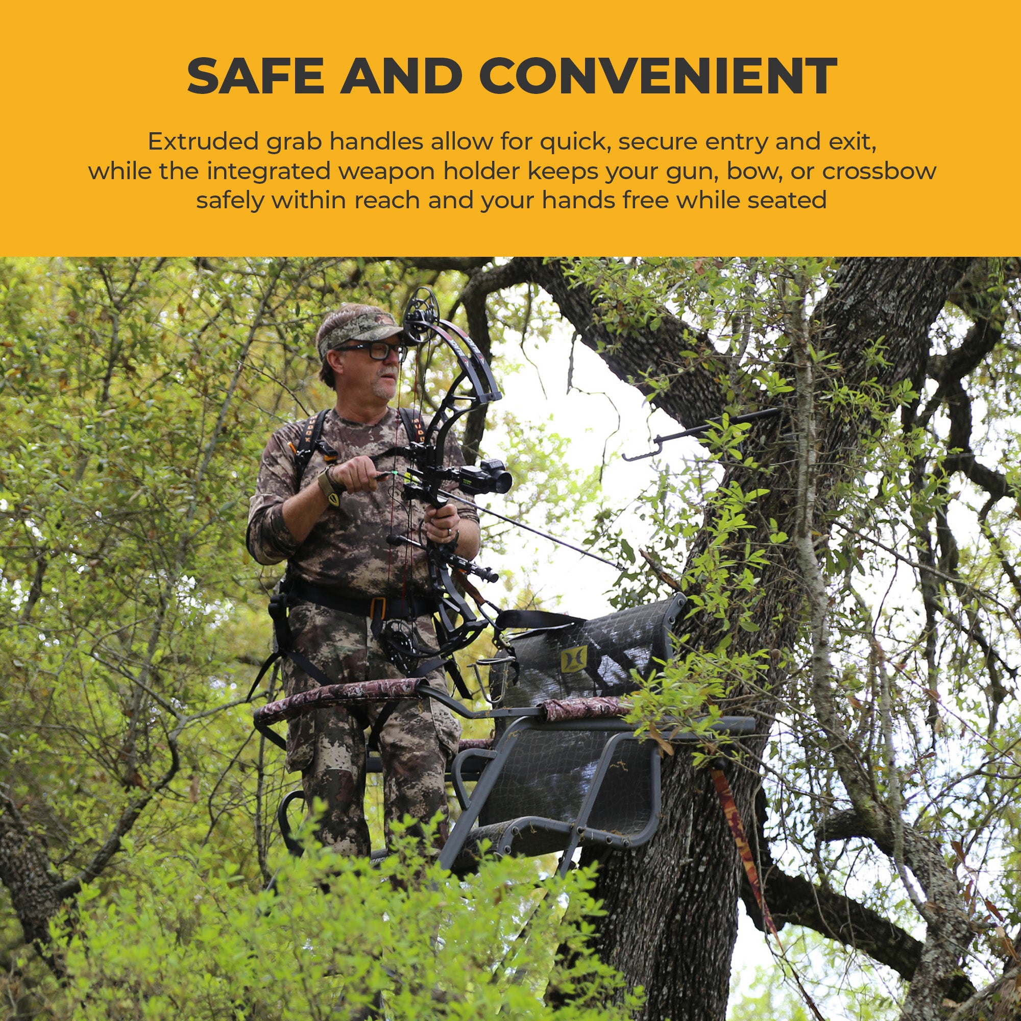 Hawk Hunting Big Denali Ladderstand with 26" Wide Seat and 23" Backrest, Multi - VMInnovations