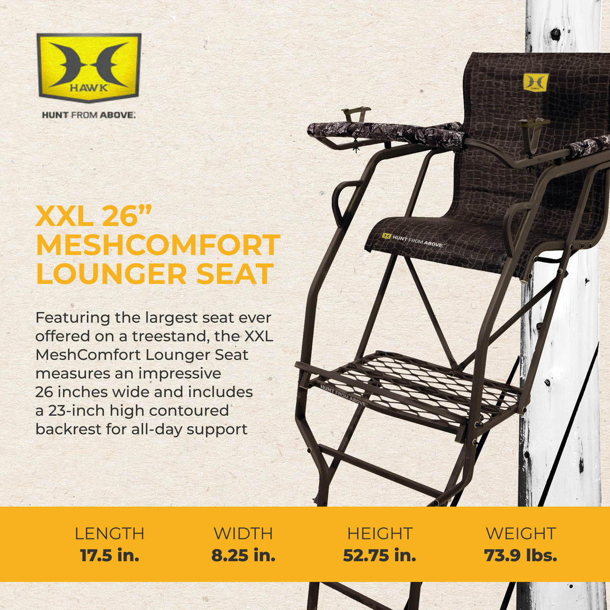 Hawk Hunting Big Denali Ladderstand with 26" Wide Seat and 23" Backrest, Multi - VMInnovations