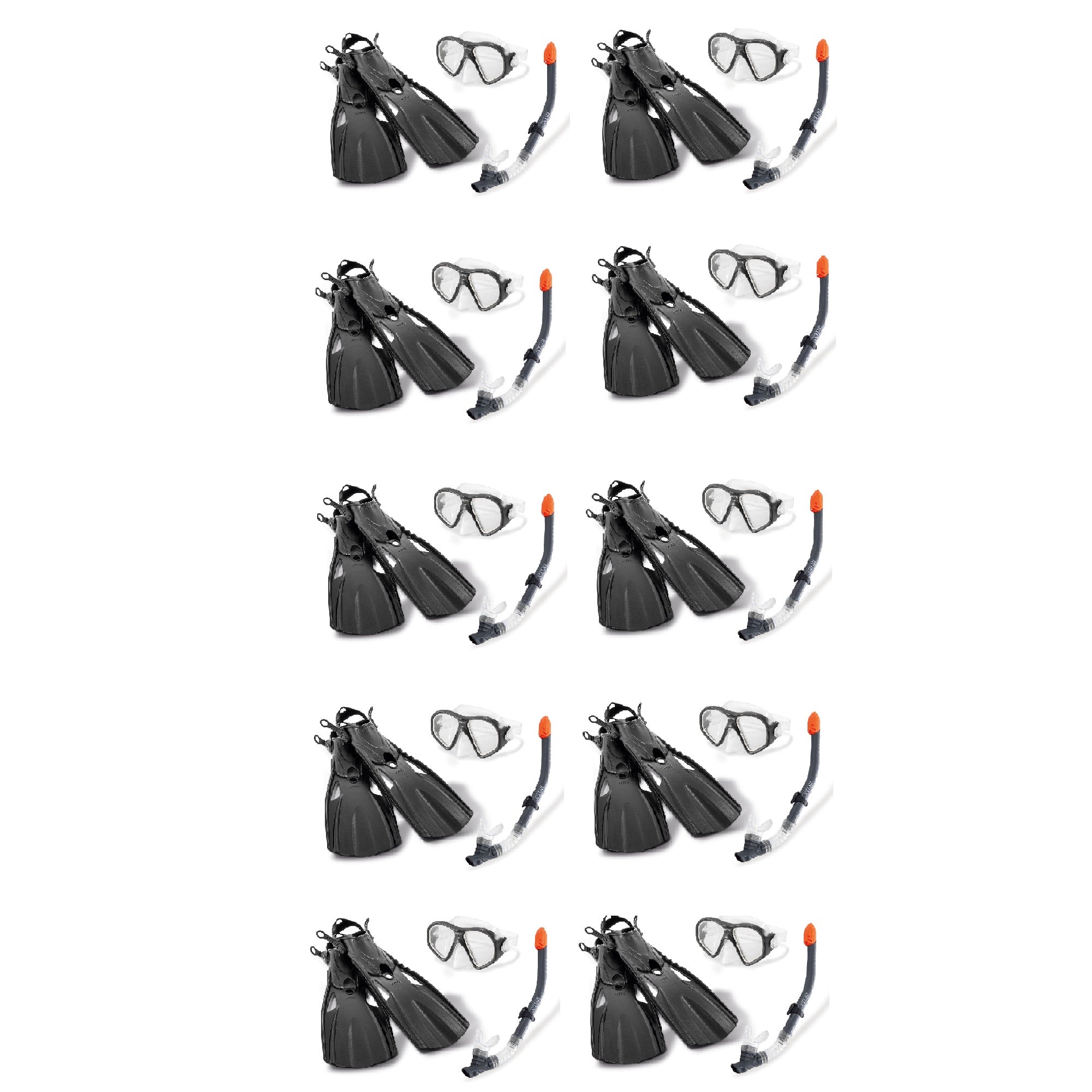 Intex Reef Rider Swim Diving Goggle Mask Snorkeling Set, 14 to Adult (10 Pack)