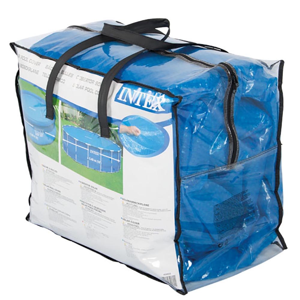 Intex Auto Pool Pressure Vacuum w/ 24’ Hose and 18’ Round Solar Cover for Pools