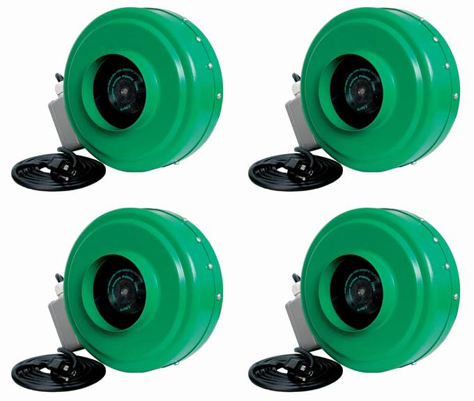 Hydrofarm ACDF6 Active Air 6 Inch Inline Duct Fan Blower, 400 CFM (4 Pack)