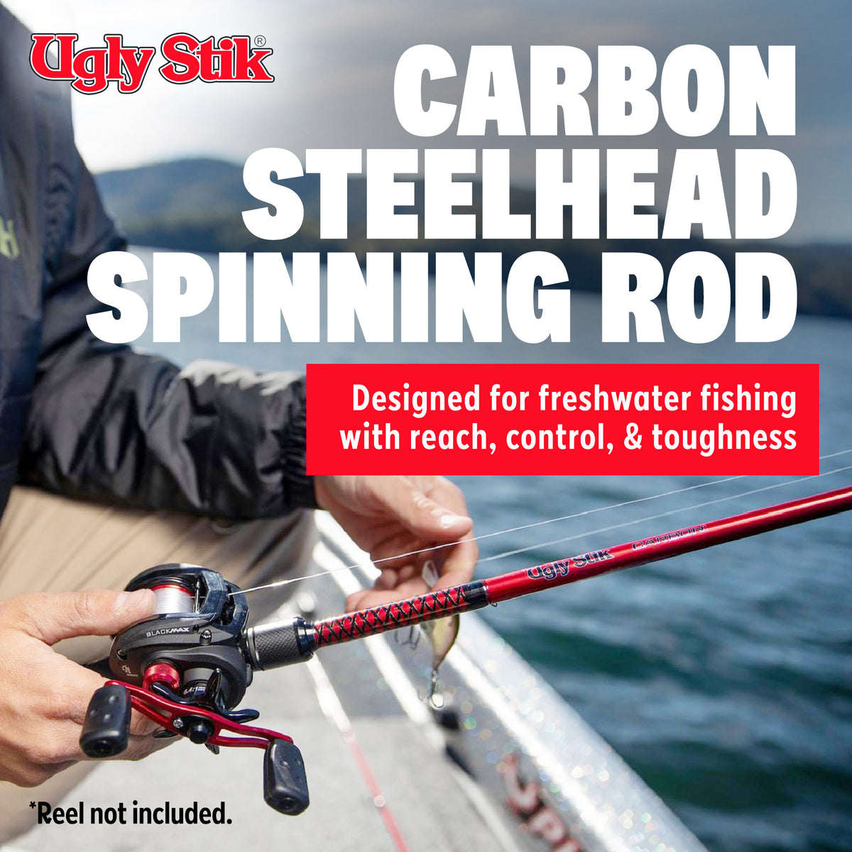 Ugly Stik Carbon Salmon Steelhead Spinning Rod, 9'6" Medium 2-Piece Fishing Rod
