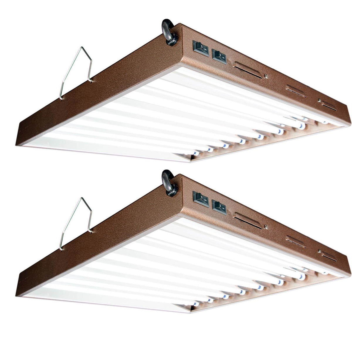 Agrobrite FLP28 Designer T5 192W 2' 8-Tube Grow Light Fixtures w/ Bulbs, 2 Pack