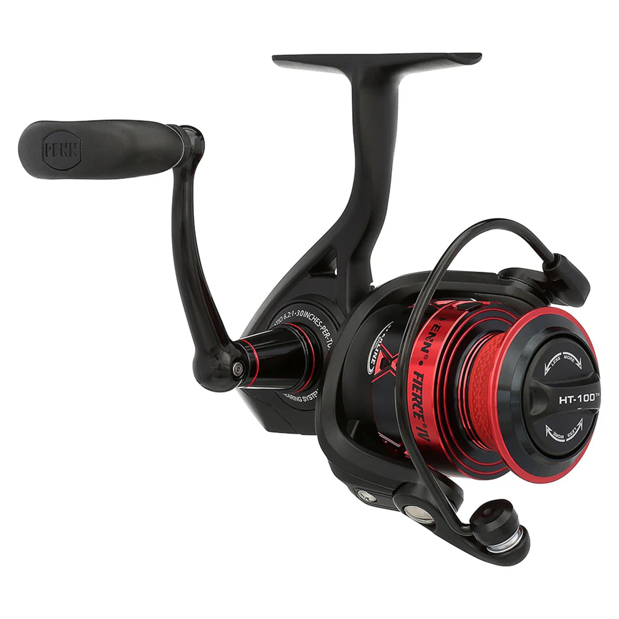 PENN Fierce IV Spinning Fishing Reel, 6.2:1 Gear Ratio, Size 2000, Black/Red