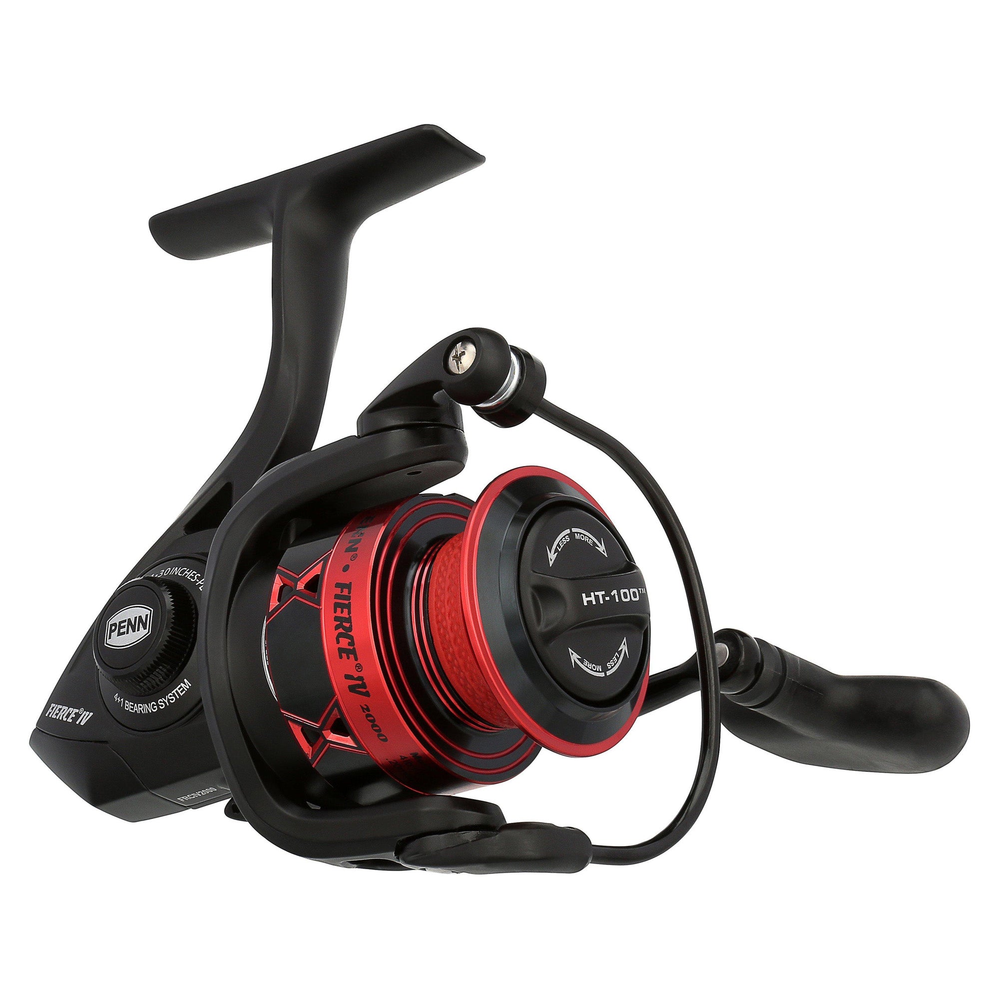 PENN Fierce IV Spinning Fishing Reel, 6.2:1 Gear Ratio, Size 2000, Black/Red