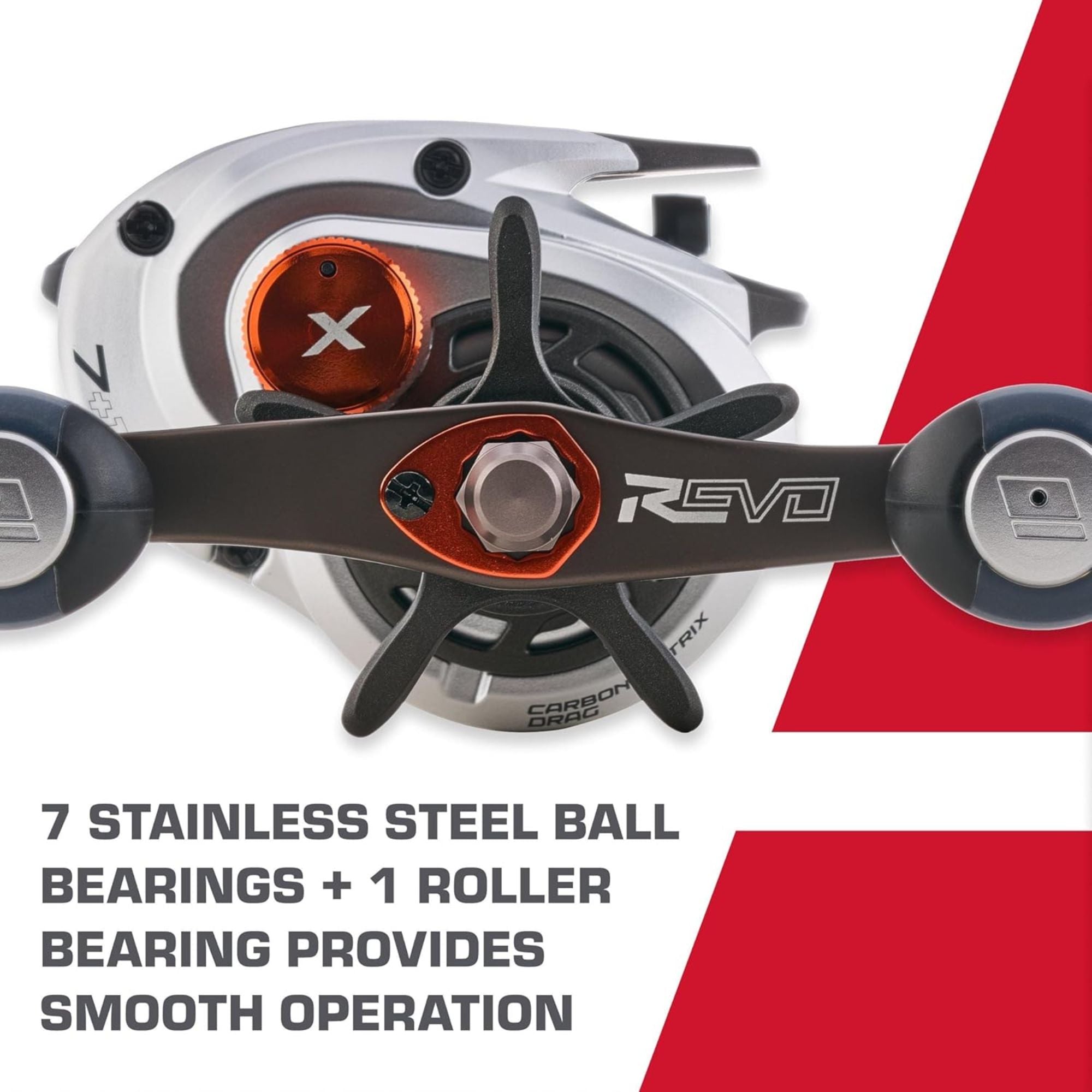 Abu Garcia Revo 5 X Low Profile Baitcast Reel, 27" Retrieve, Right Hand, White