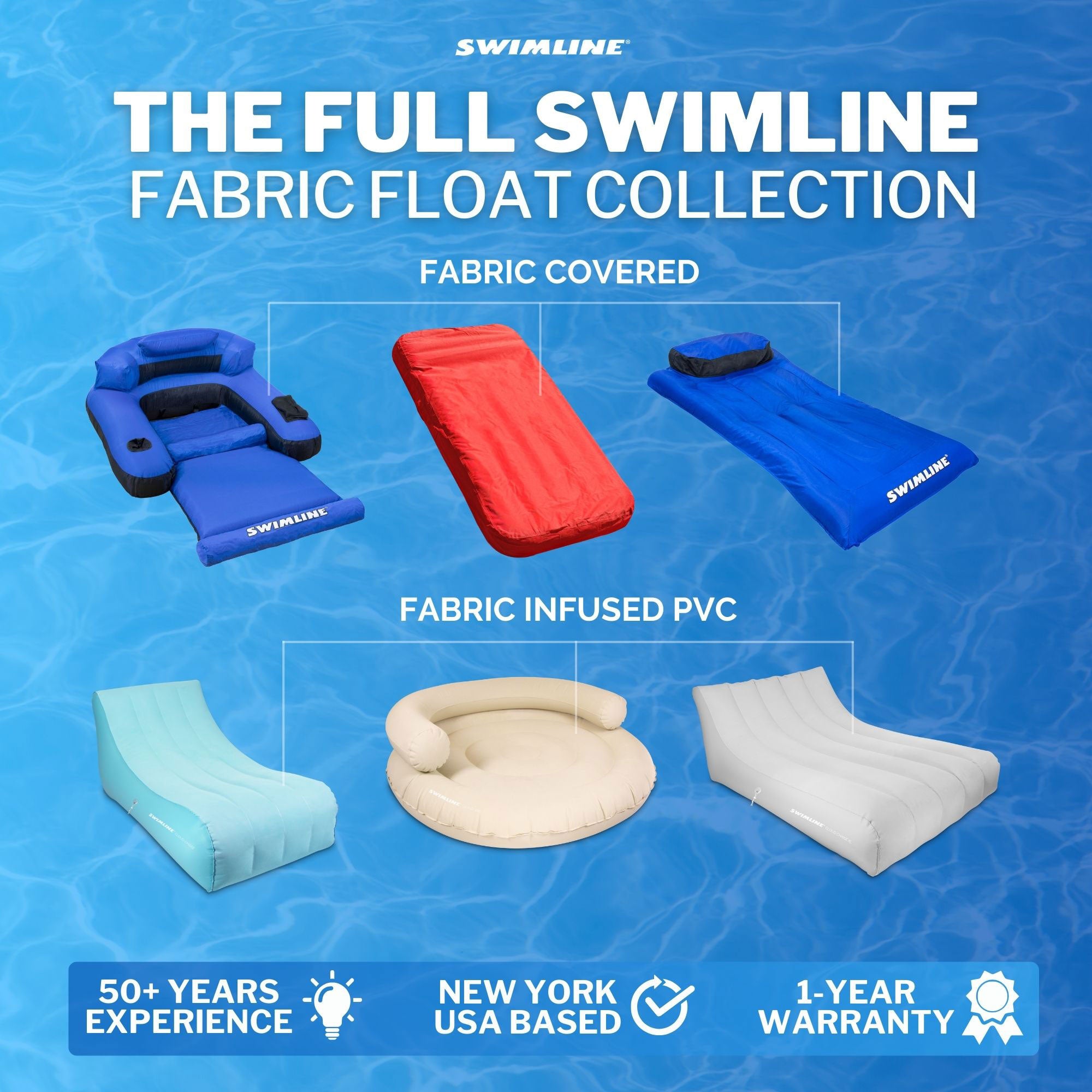 Swimline Oversized Inflatable Swimming Pool Air Mattress Floating Raft, Blue - VMInnovations