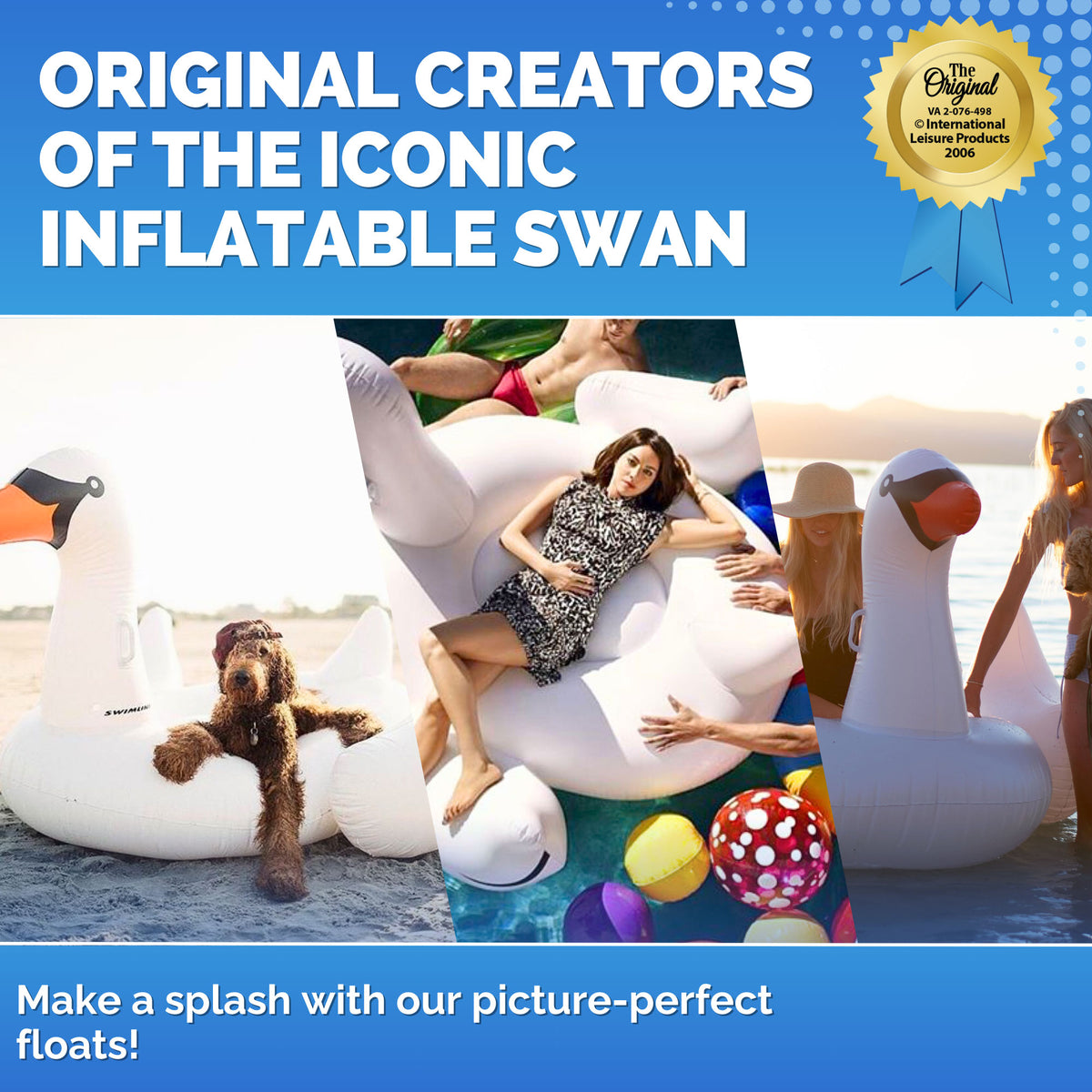 Swimline Swimming Pool Giant Rideable Swan Float Toy 75" (3 Pack) (Open Box) - VMInnovations