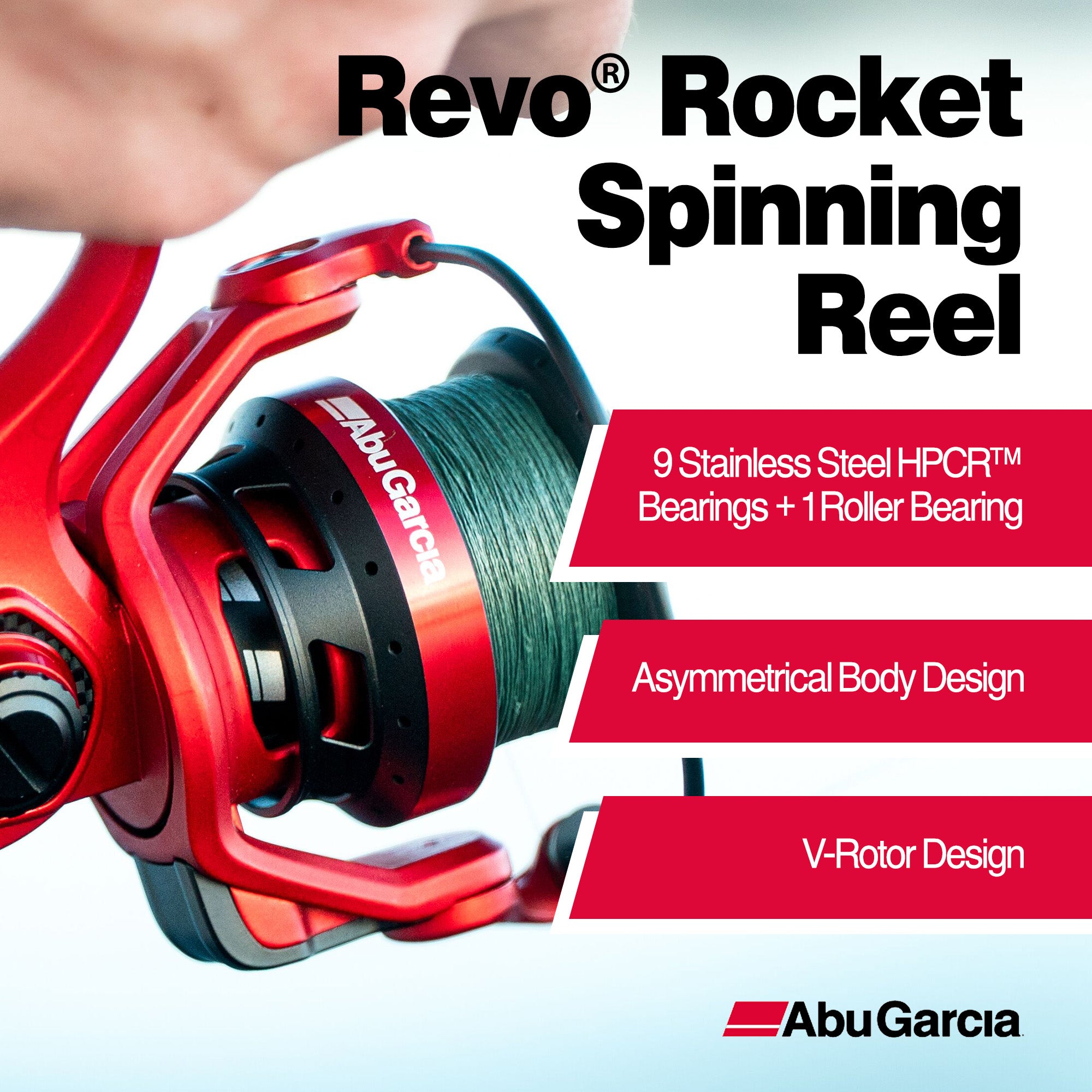 Abu Garcia Revo 3 Rocket Spinning Fishing Reel, Size 30, Right/Left Handle Position