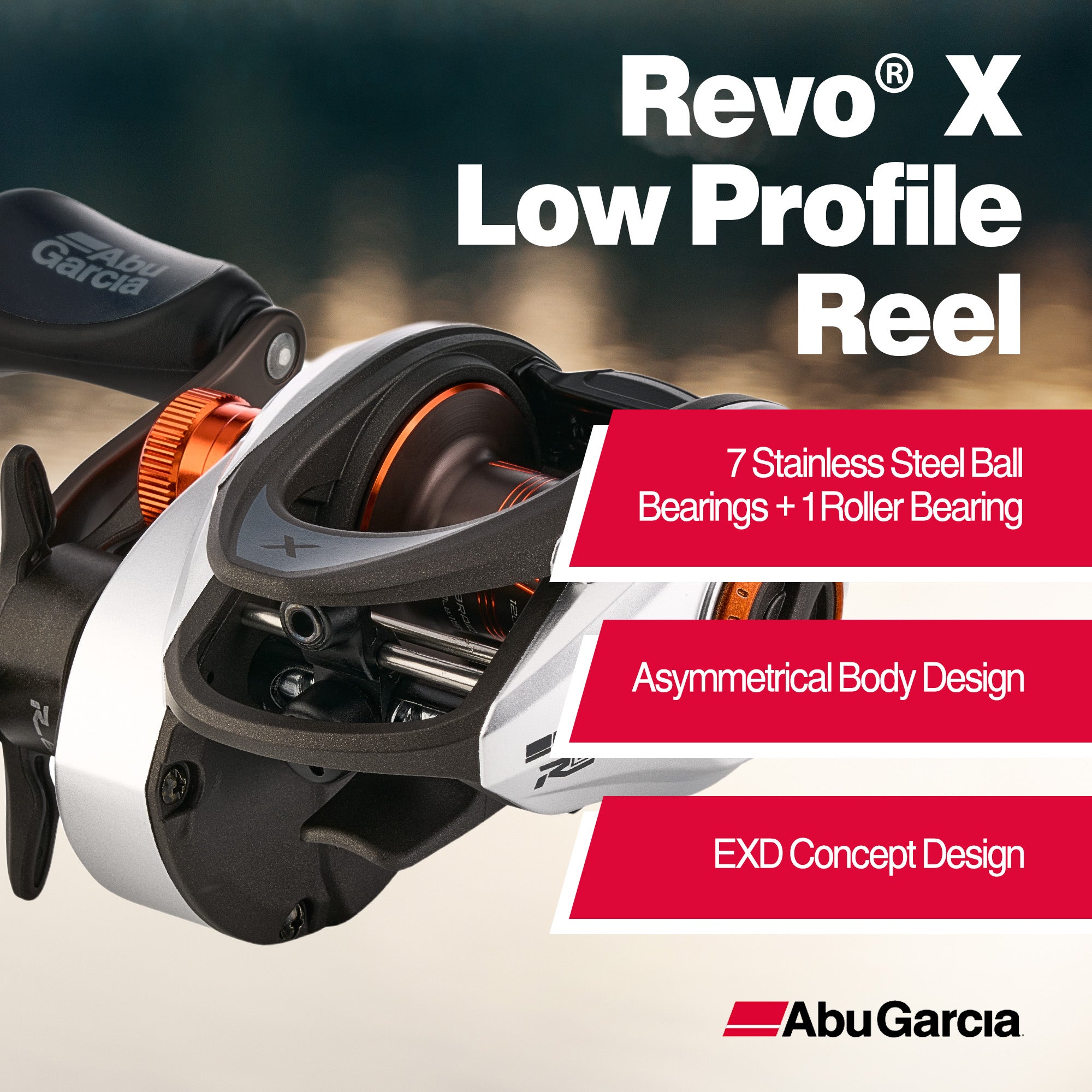 Abu Garcia Revo 5 X High Speed Baitcast Fishing Reel with C6 Carbon Frame, White