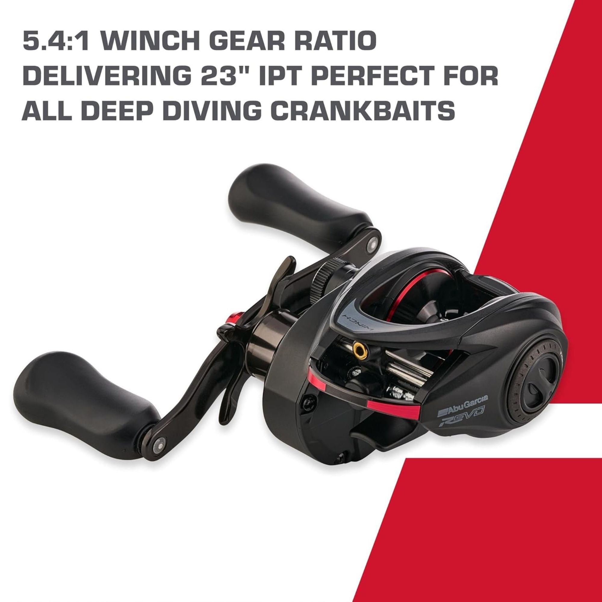 Abu Garcia Revo 5 Winch Low Profile Baitcast Reel, 23" Retrieve, Right Handle