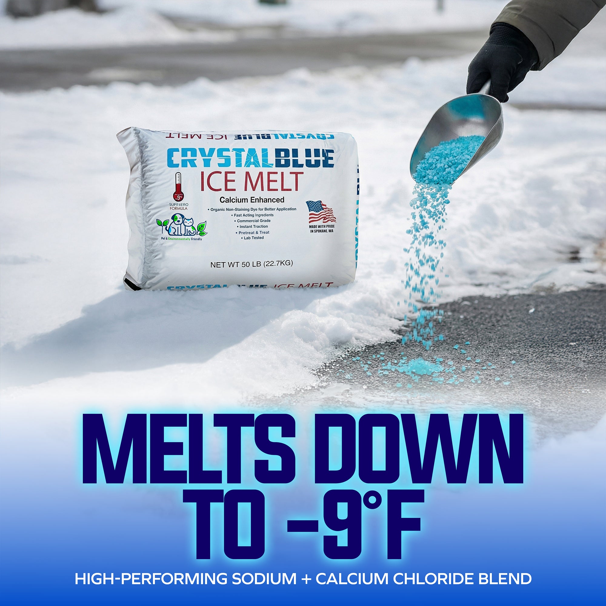 Snow Joe Commercial Blue Long-Lasting Ice and Snow Melt, 50 Pound Bag, CYB50 - VMInnovations