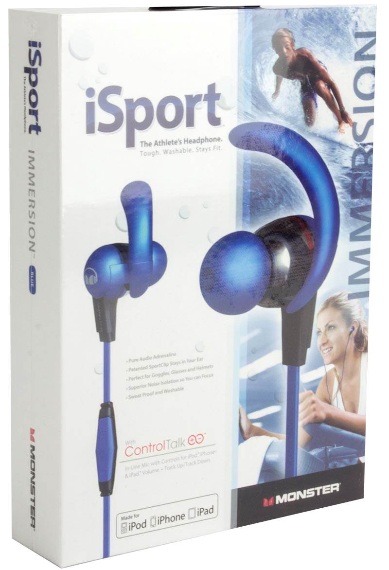 Monster iSport Immersion In-Ear Headphones Earbuds w/ ControlTalk - Open Box