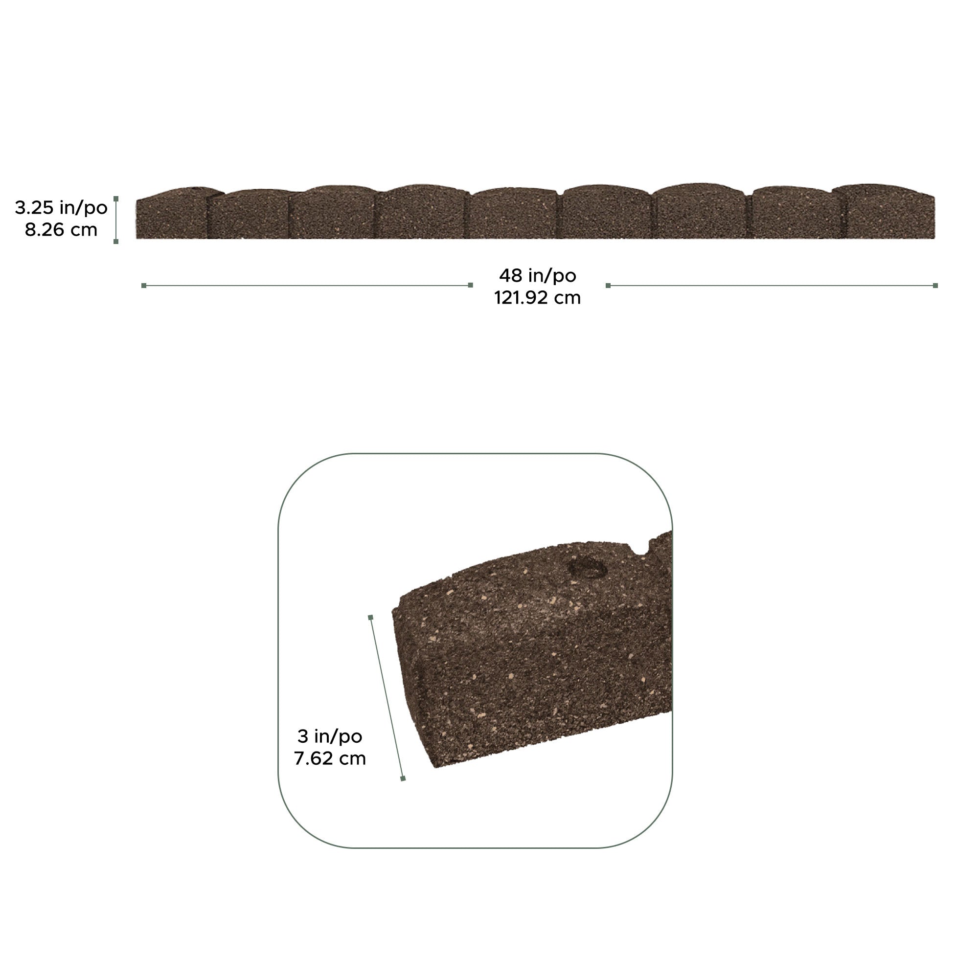 Tierra Verde 48"L Roman Stone Recycled Rubber Garden Border Kit, (Open Box)