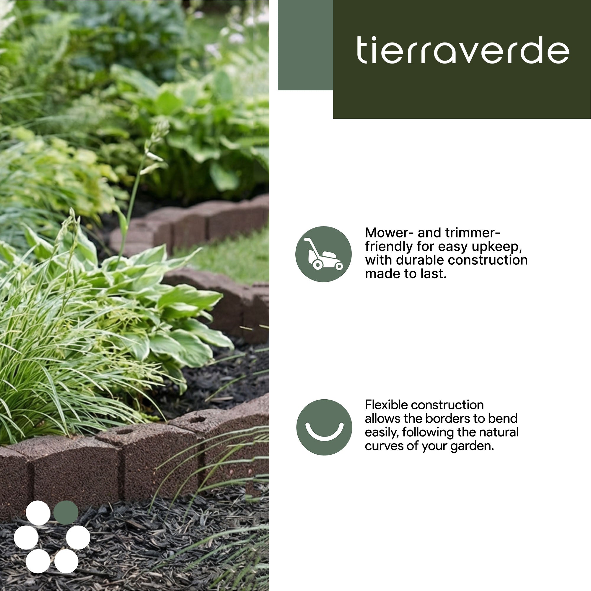 Tierra Verde 48"L Roman Stone Recycled Rubber Garden Border Kit, (Open Box)