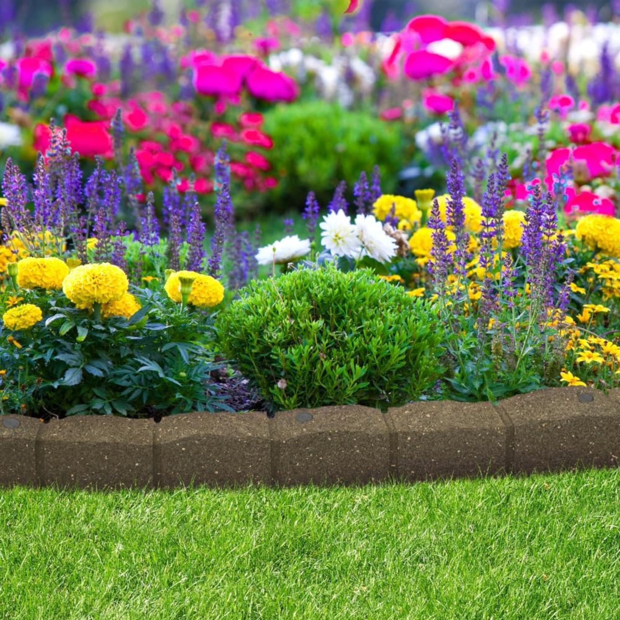 Tierra Verde 48"L Roman Stone Recycled Rubber Garden Border Kit, (Open Box)