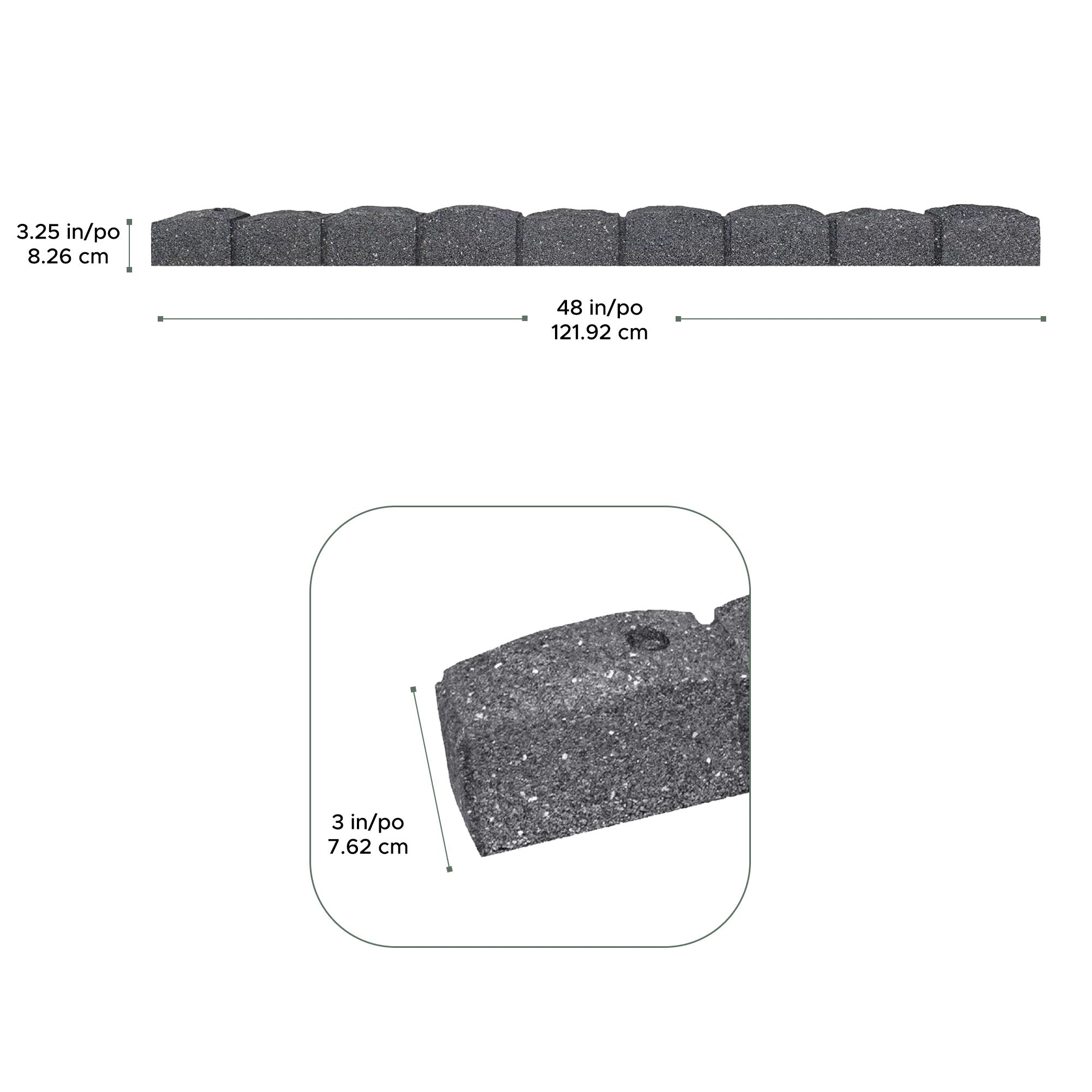 Tierra Verde 48"L Roman Stone Recycled Rubber Garden Border Kit, Grey, 2-Pack - VMInnovations