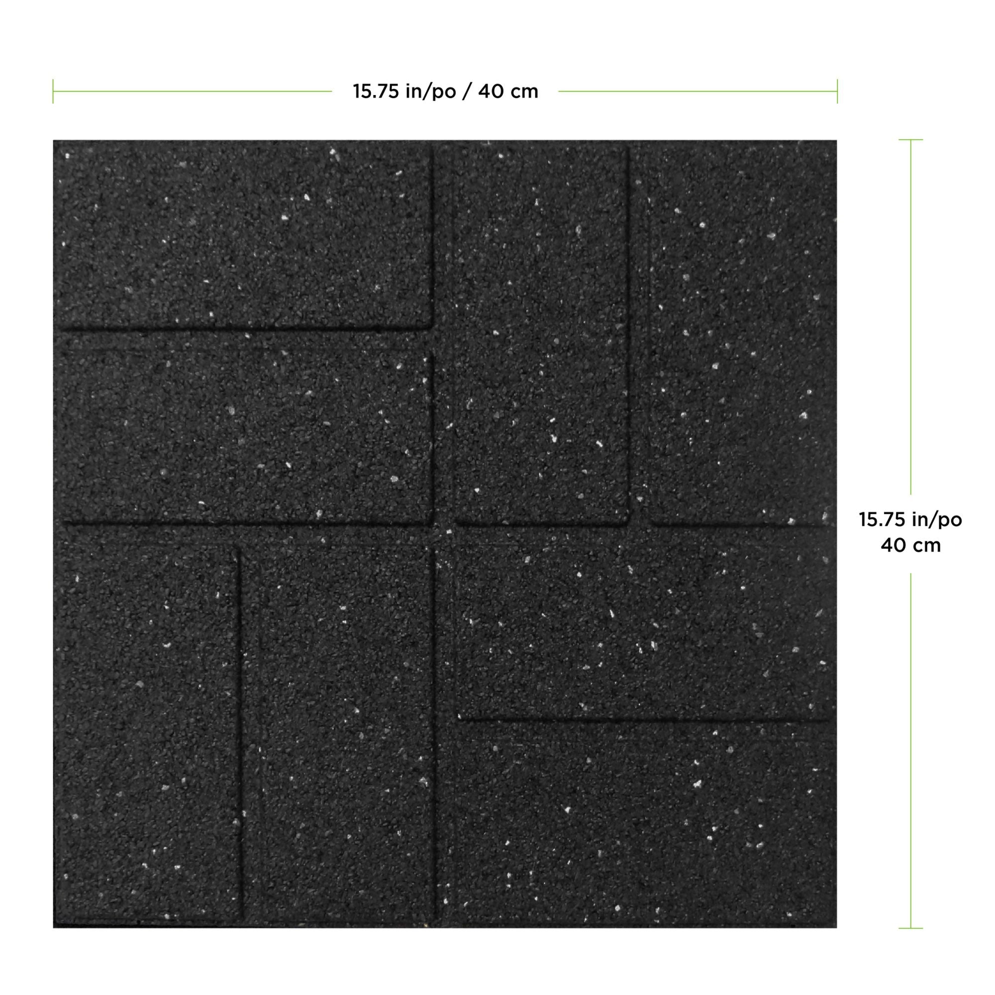 Tierra Verde 16" x 16" Brick Rubber Paver, Outdoor Floor Tiles, Black, 4 Pack - VMInnovations