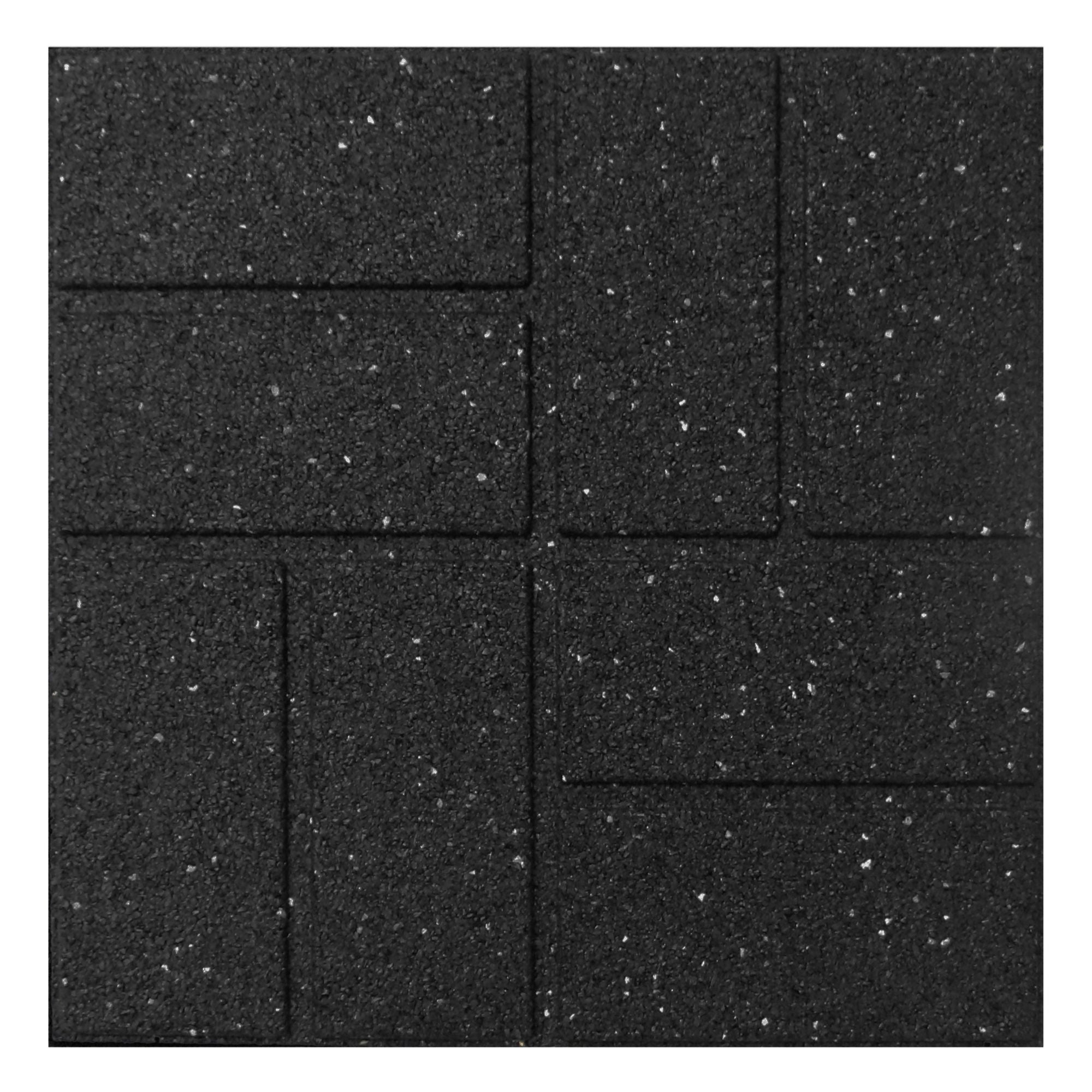 Tierra Verde 16" x 16" Brick Rubber Paver, Outdoor Floor Tiles, Black, 4 Pack - VMInnovations