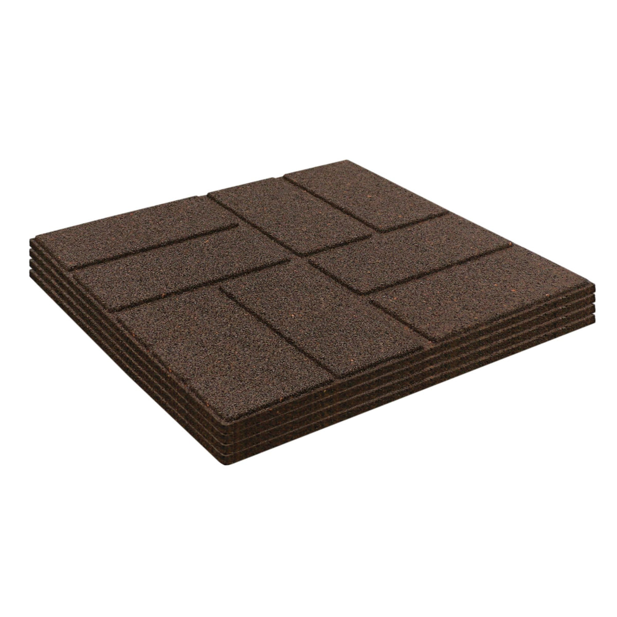 Tierra Verde 16" x 16" Brick Rubber Paver, Outdoor Floor Tiles, Brown (Open Box)
