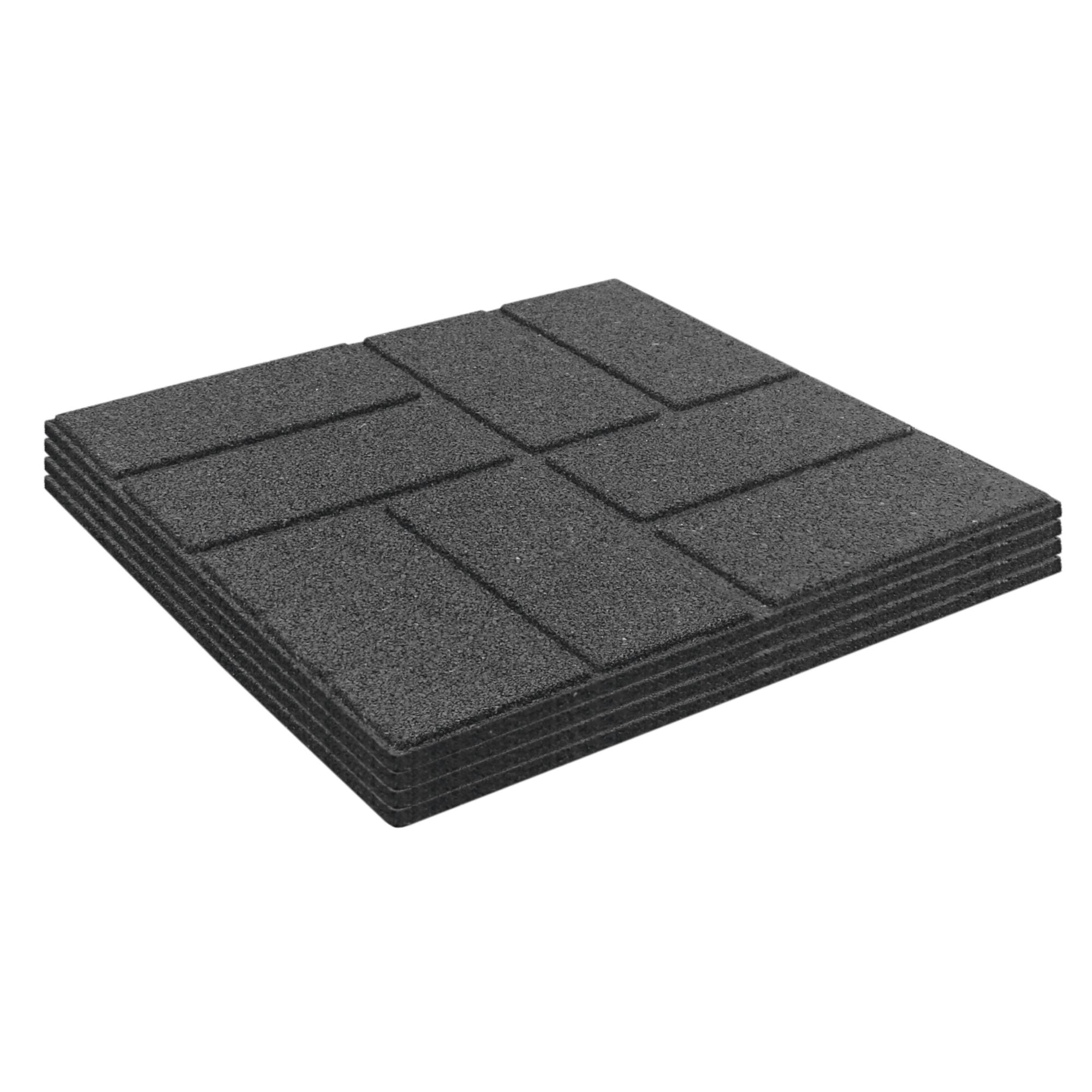 Tierra Verde 16" x 16" Brick Rubber Paver, Outdoor Floor Tiles, Grey, 4 Pack - VMInnovations