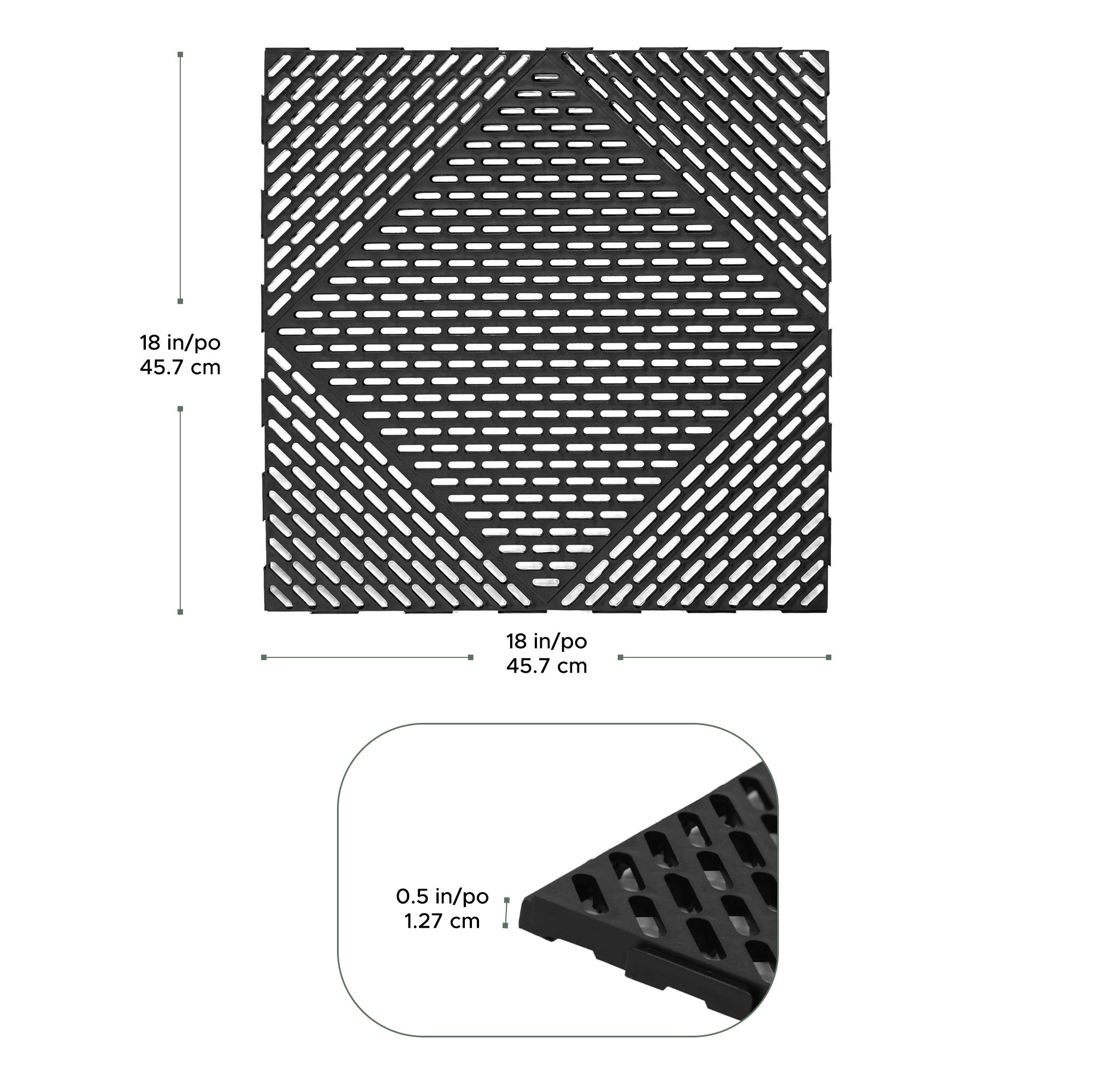 EasyTile 12 Pack Interlocking Modular Tiles with Drainage, 18x18 Inches, Black