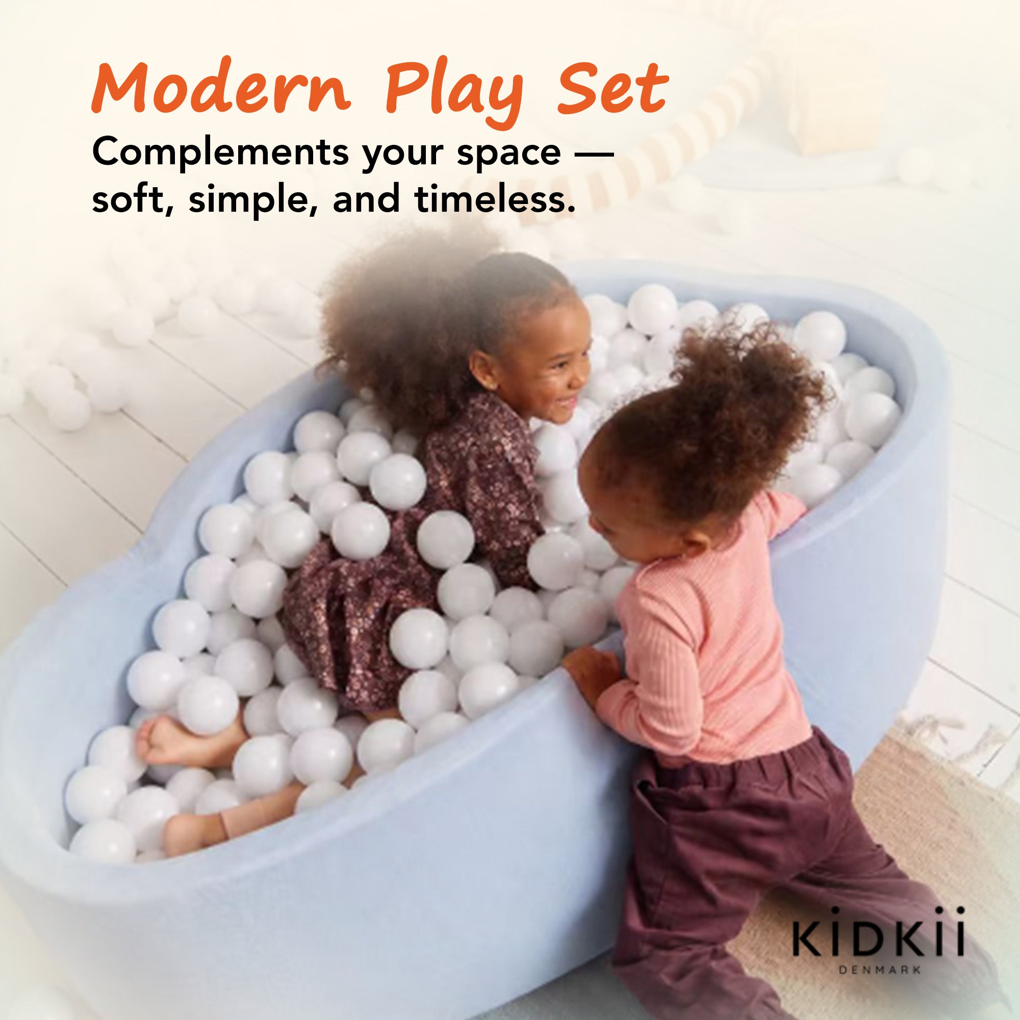 KIDKII Round Ball Pit Soft Velvet Indoor Play Toy for Toddlers, 200 Balls, Blue - VMInnovations