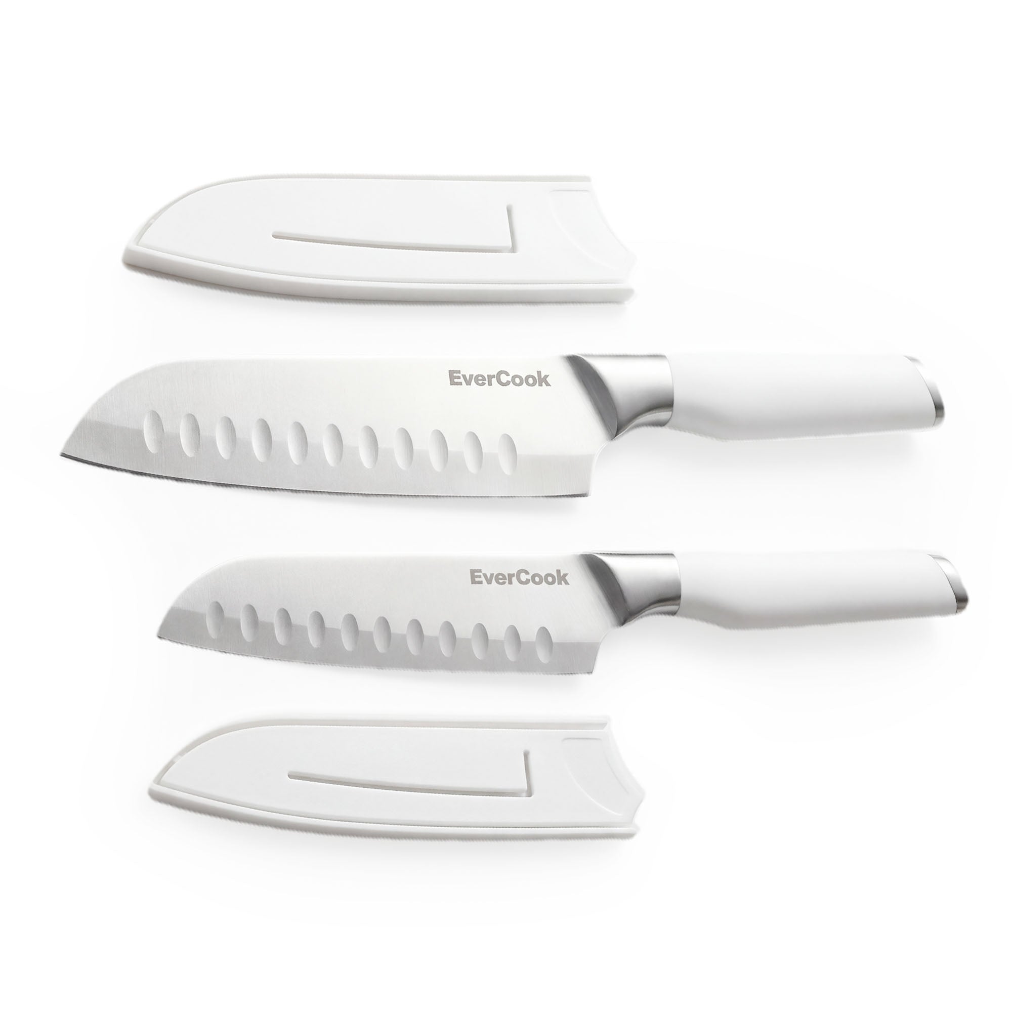 EverCook 4-Piece Knife Set with Blade Sheaths, Stainless Steel Cutlery, White - VMInnovations
