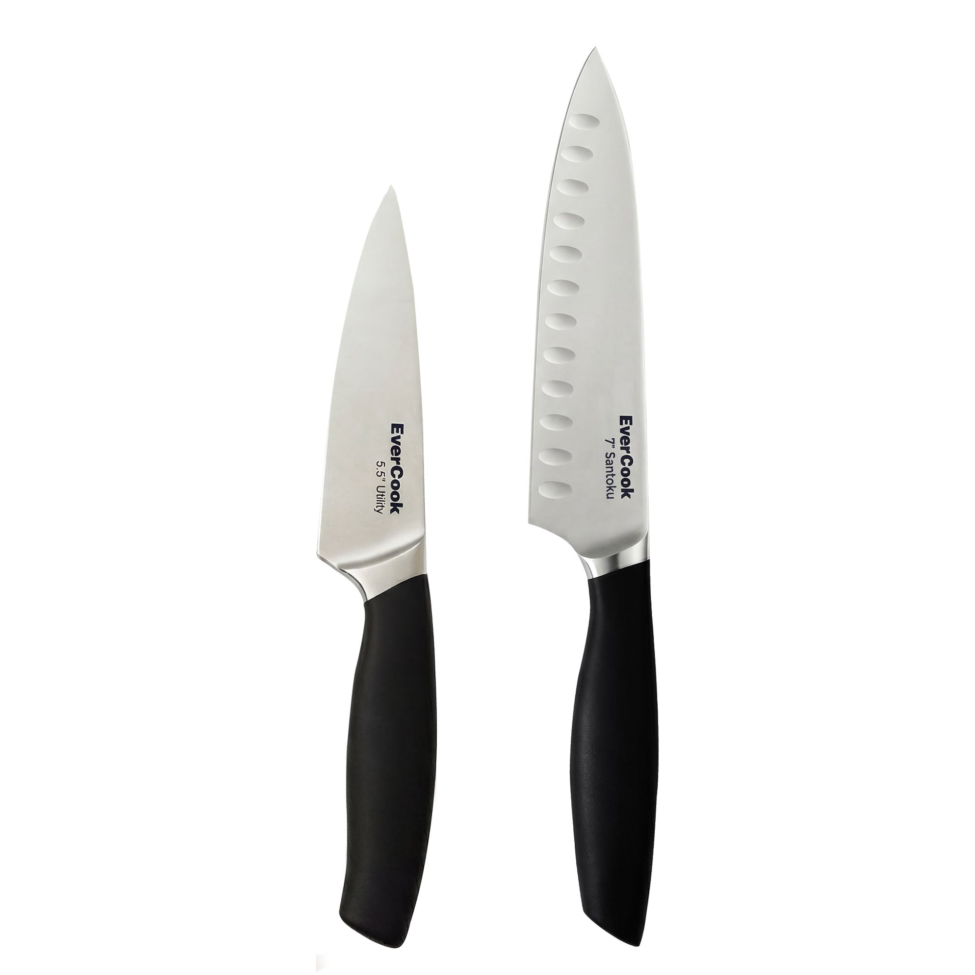 EverCook 7” Santoku Knife and 5.5” Utility Knife Set, Stainless Steel Cutlery - VMInnovations
