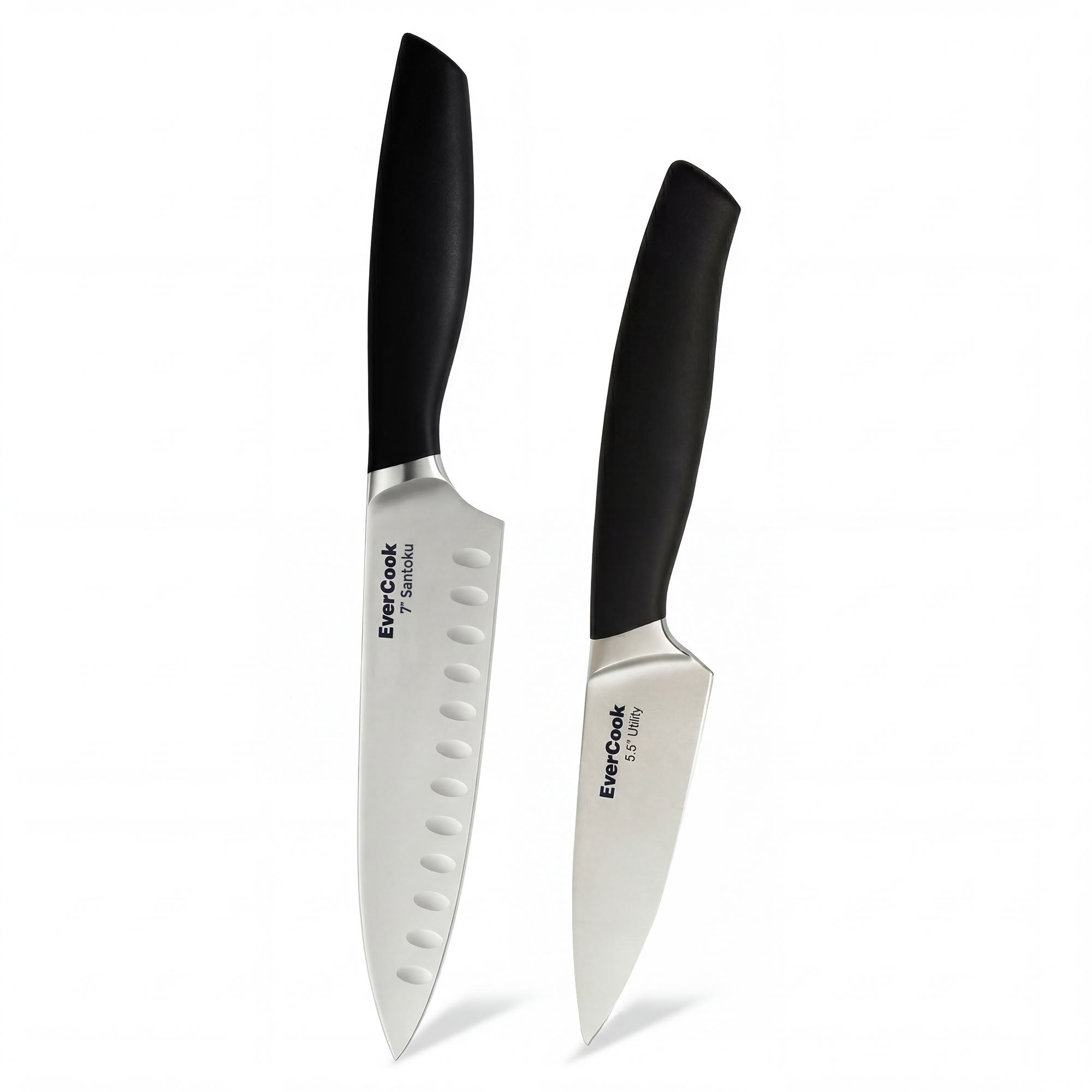 EverCook 7” Santoku Knife and 5.5” Utility Knife Set, Stainless Steel Cutlery - VMInnovations