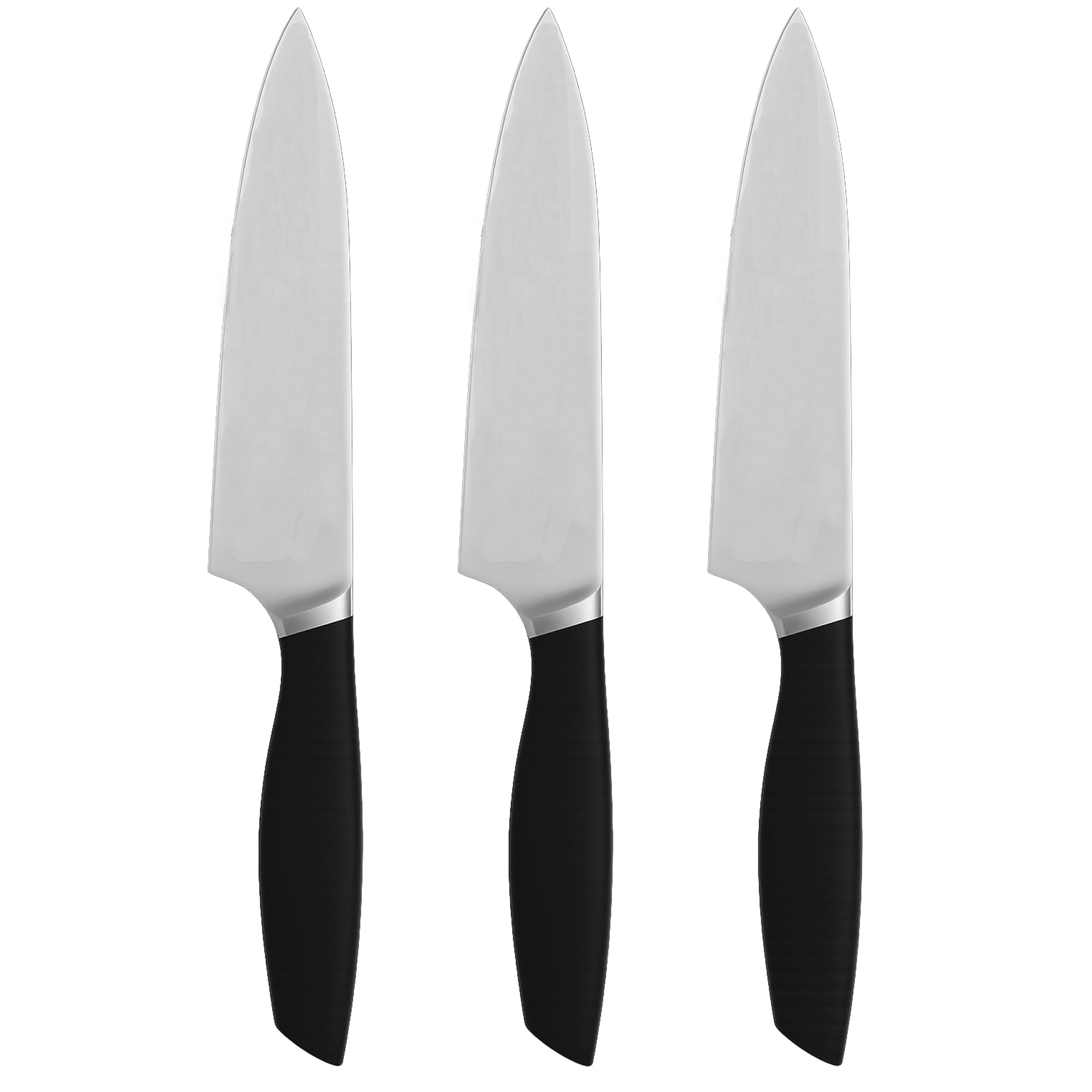 EverCook 3-Piece 8-Inch Chef Knife Set, Stainless Steel Blades, Black/Silver - VMInnovations