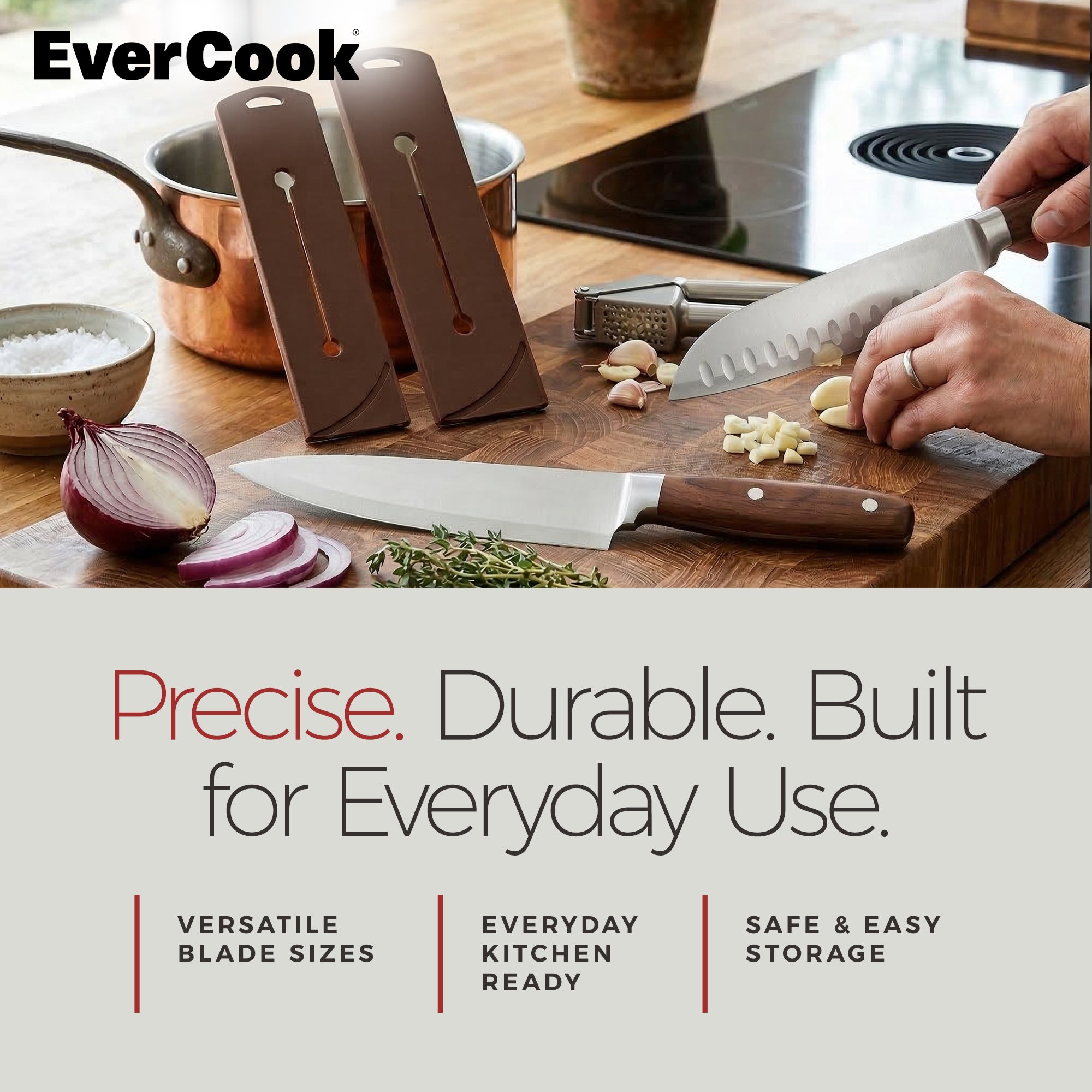 EverCook 4-Piece Kitchen Knife Set with Blade Sheaths, 2.0 mm Stainless Steel