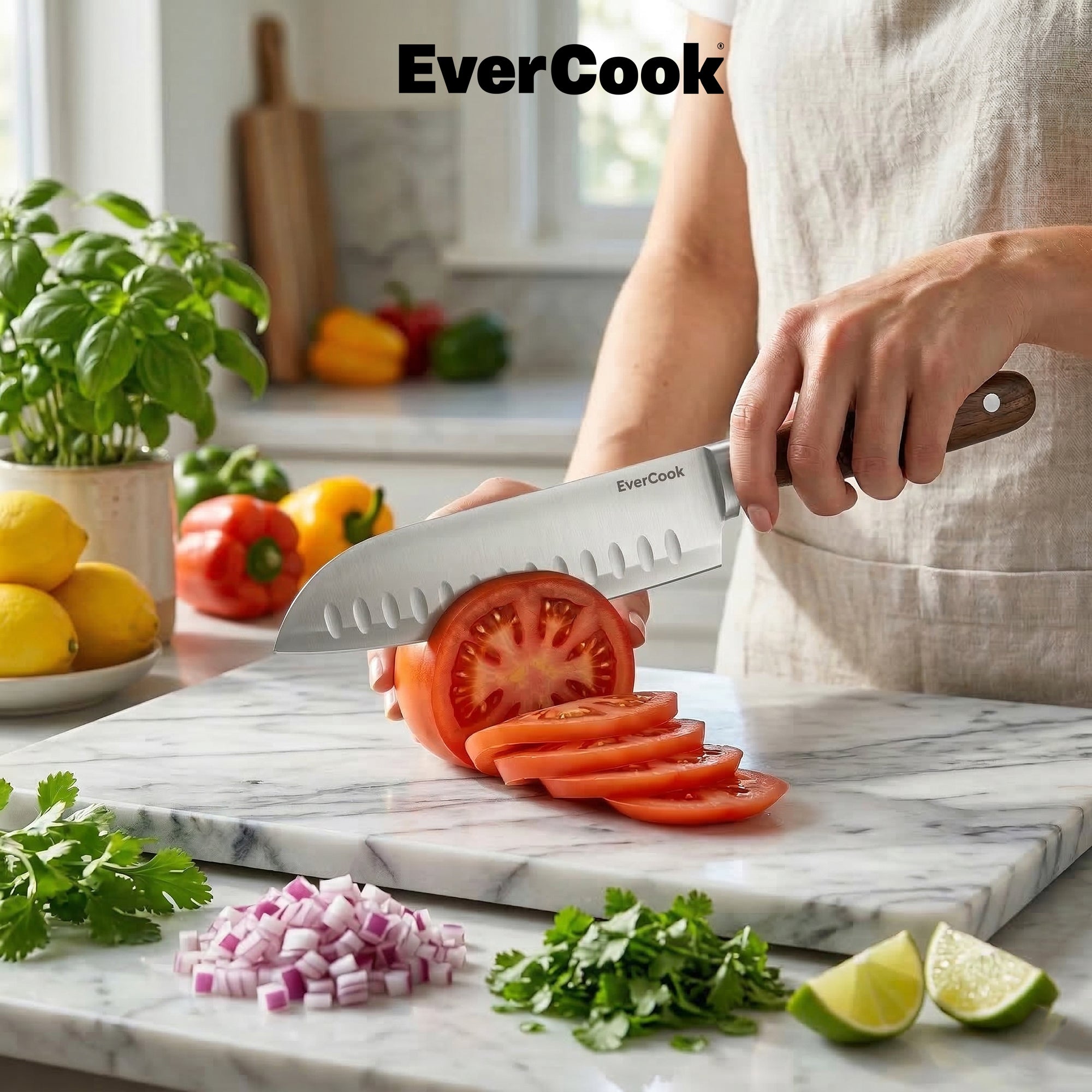 EverCook 4-Piece Kitchen Knife Set with Blade Sheaths, 2.0 mm Stainless Steel