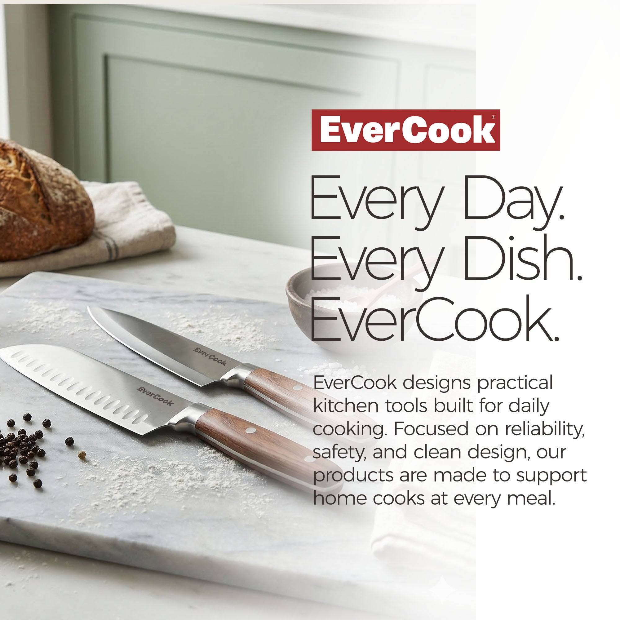 EverCook 4-Piece Kitchen Knife Set with Blade Sheaths, 2.0 mm Stainless Steel - VMInnovations