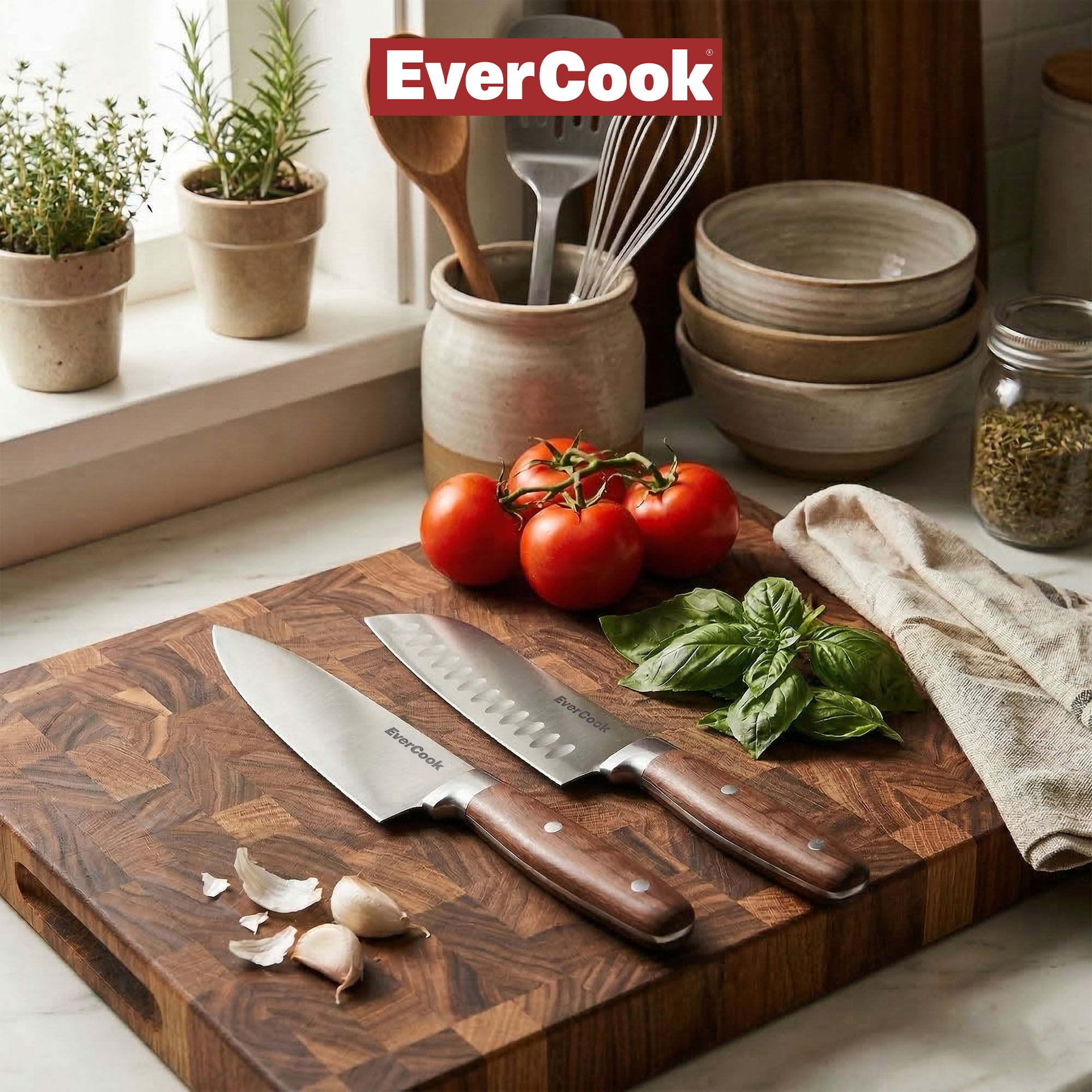 EverCook 4-Piece Kitchen Knife Set with Blade Sheaths, 2.0 mm Stainless Steel - VMInnovations