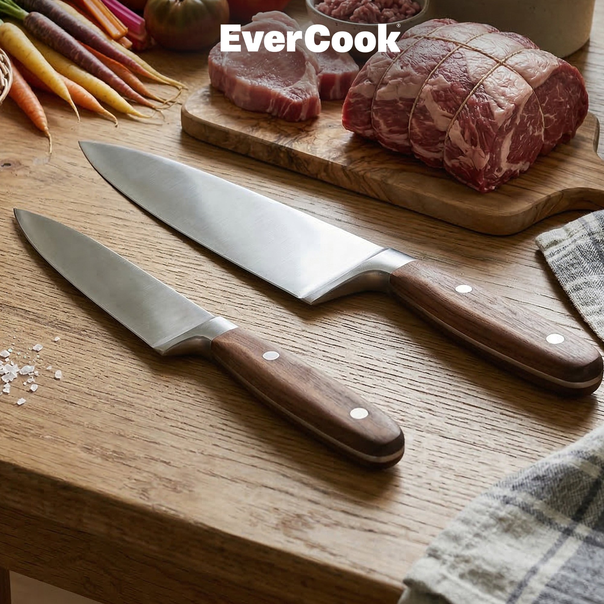 EverCook 4-Piece Kitchen Knife Set with Blade Sheaths, 1.5/2 mm Stainless Steel